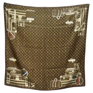 Louis Vuitton Travel Trunks & Bags Monogram Brown Silk Scarf