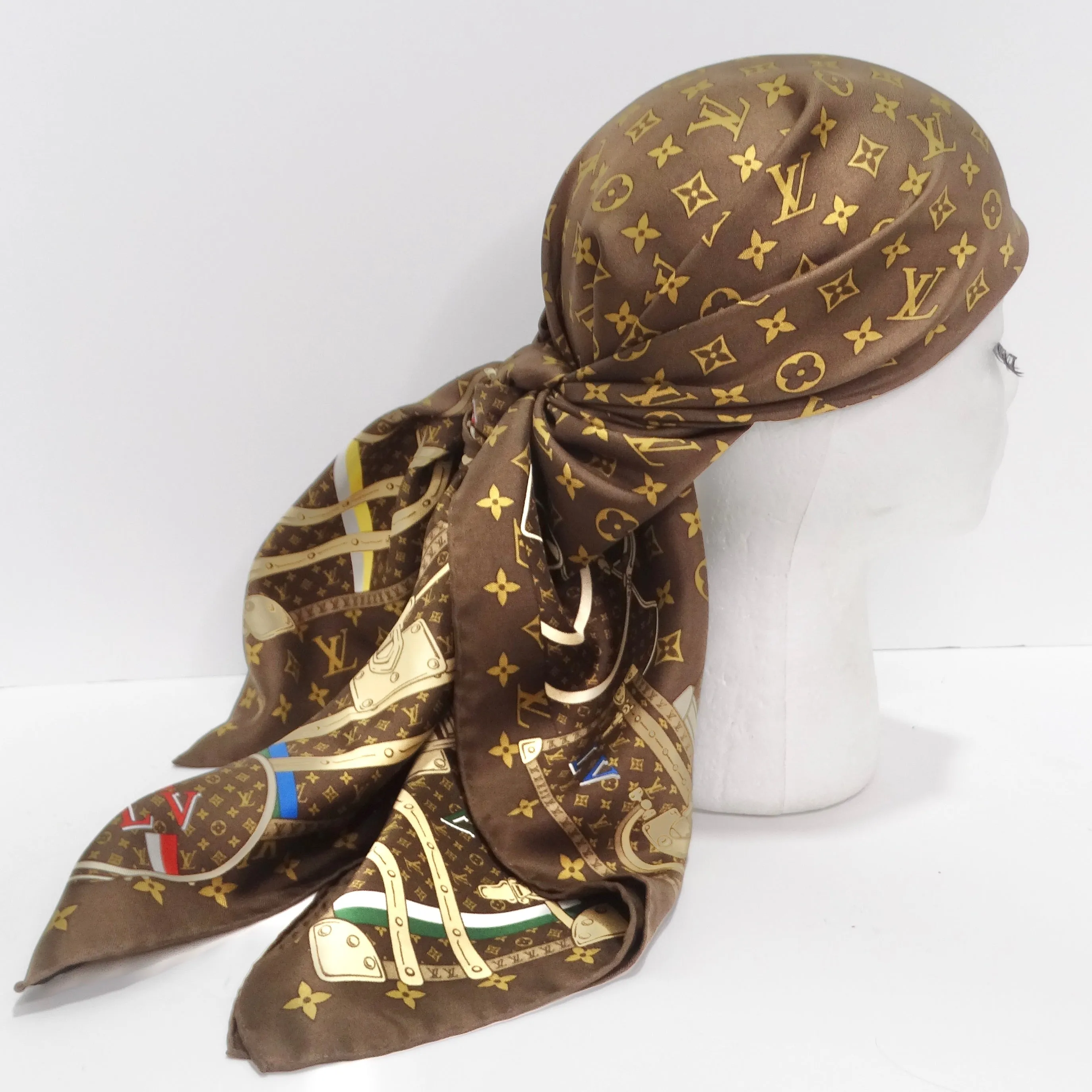 Louis Vuitton Travel Trunks & Bags Monogram Brown Silk Scarf