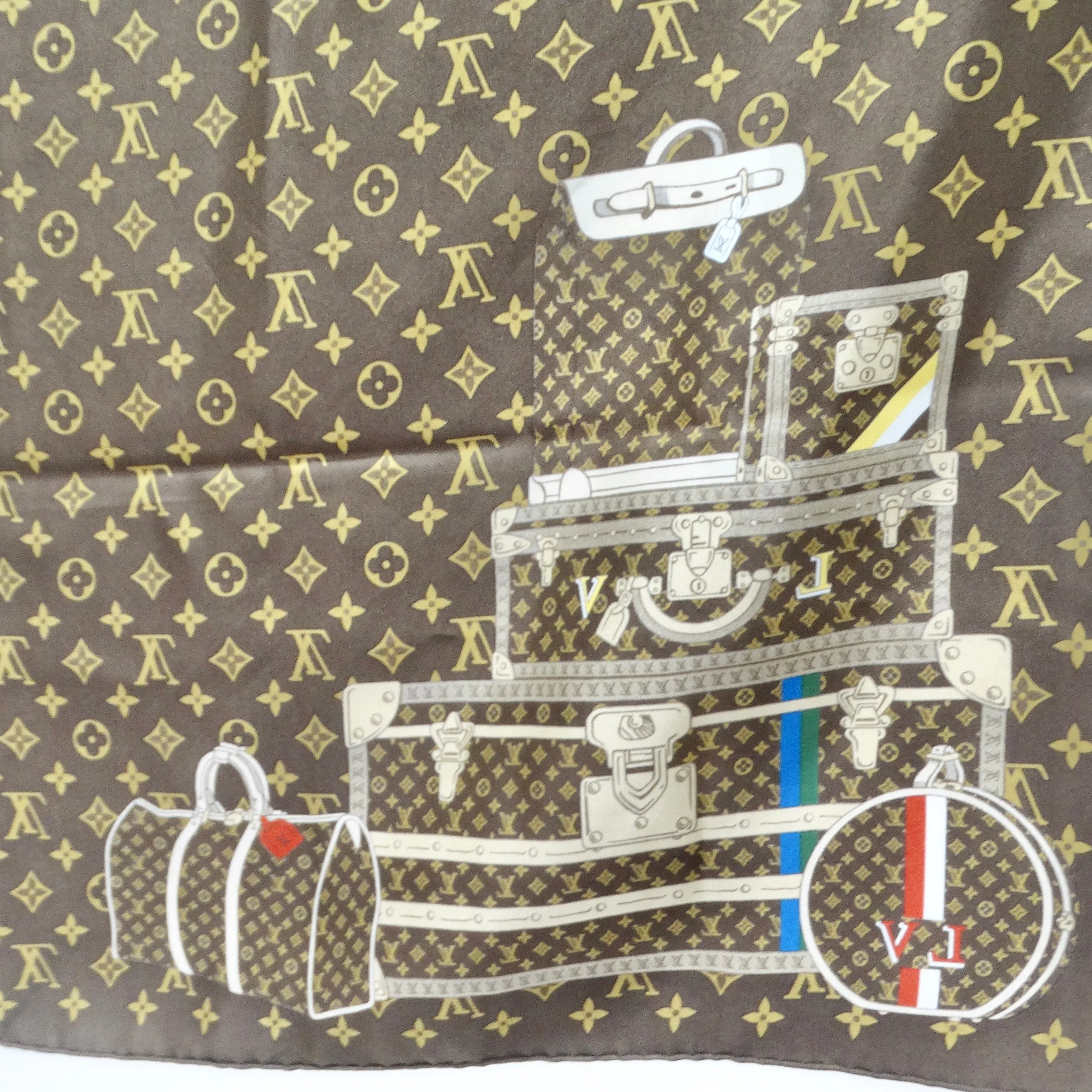 Louis Vuitton Travel Trunks & Bags Monogram Brown Silk Scarf