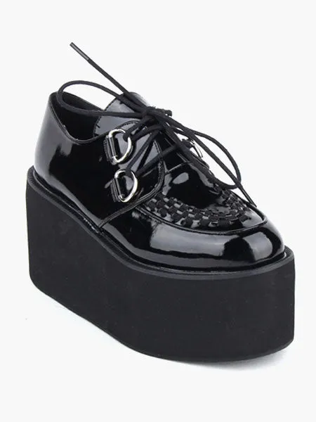 Lovely Black Round Toe PU Leather Street Wear Platform Lolita Shoes