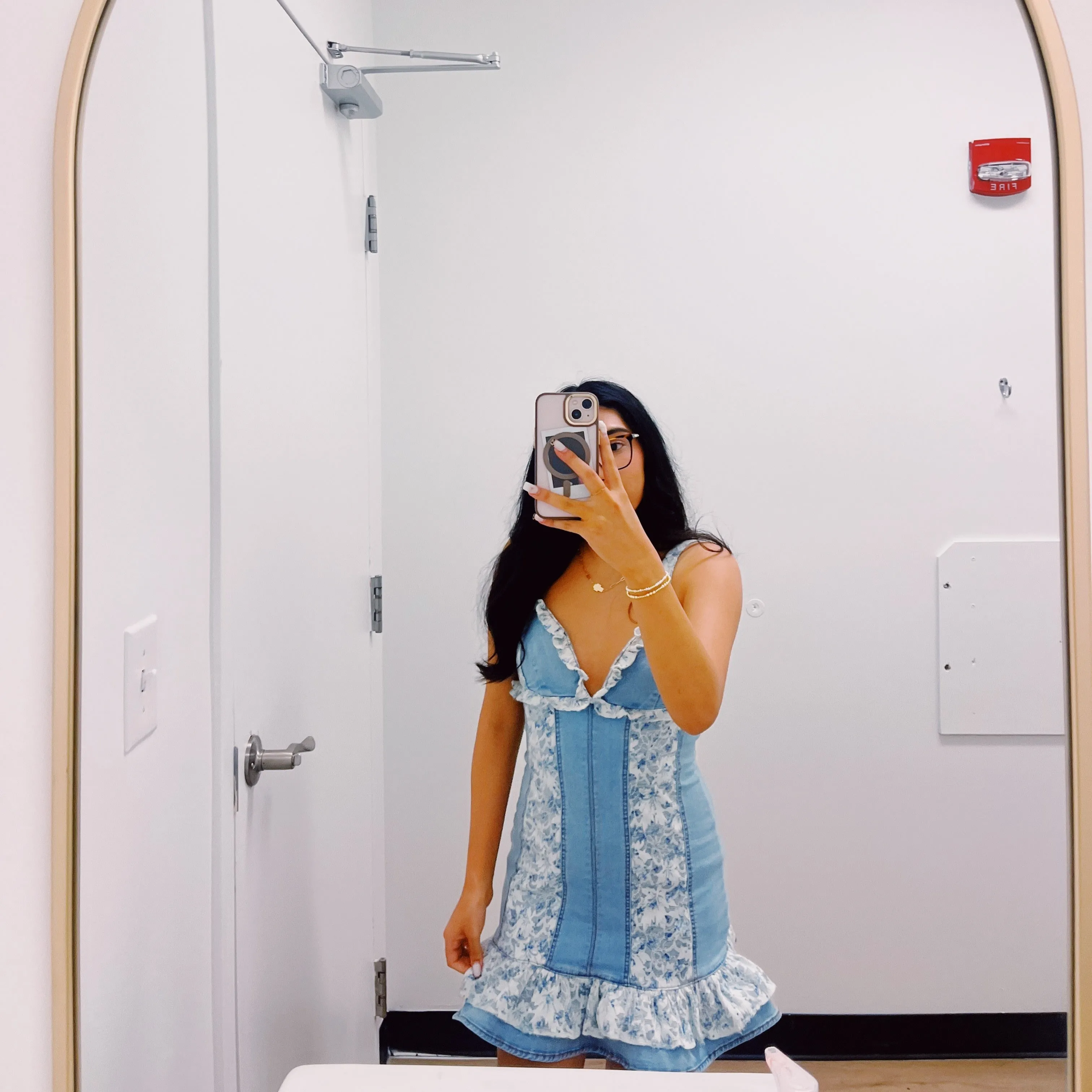 Magnolia Denim Mini Lace Dress