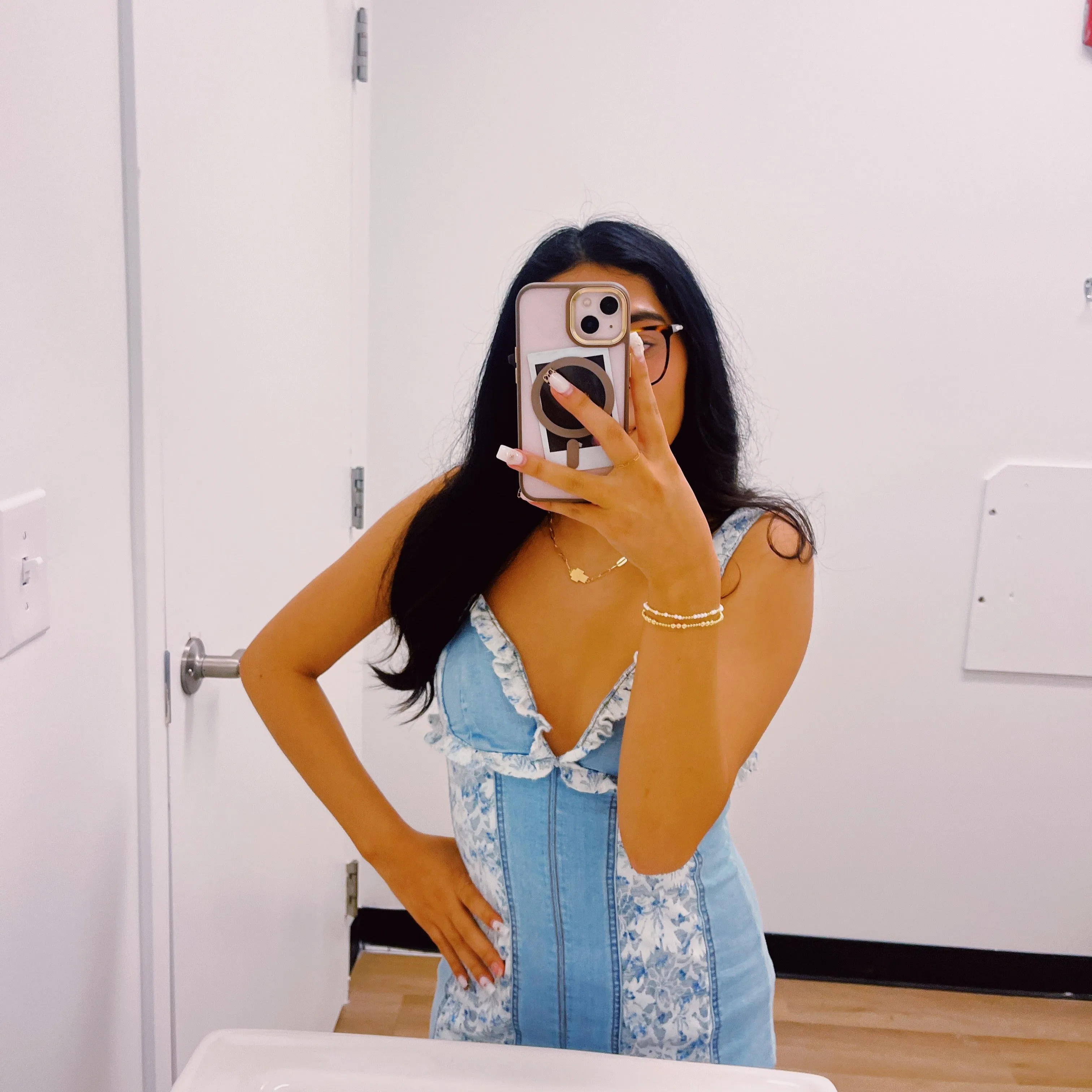Magnolia Denim Mini Lace Dress