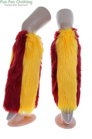 Maroon & Yellow Faux Fur Leg Warmers - Game Day Booties