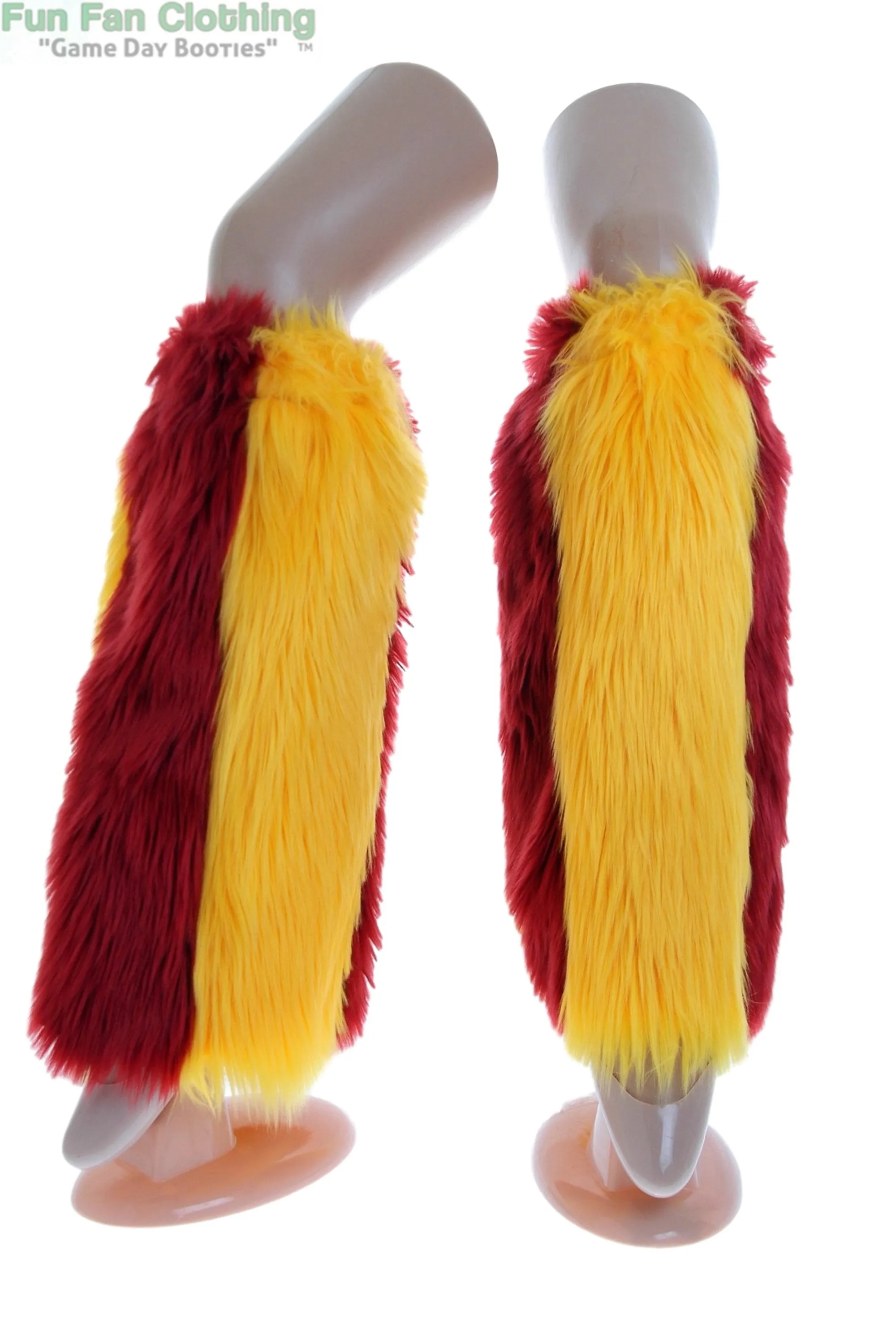 Maroon & Yellow Faux Fur Leg Warmers - Game Day Booties