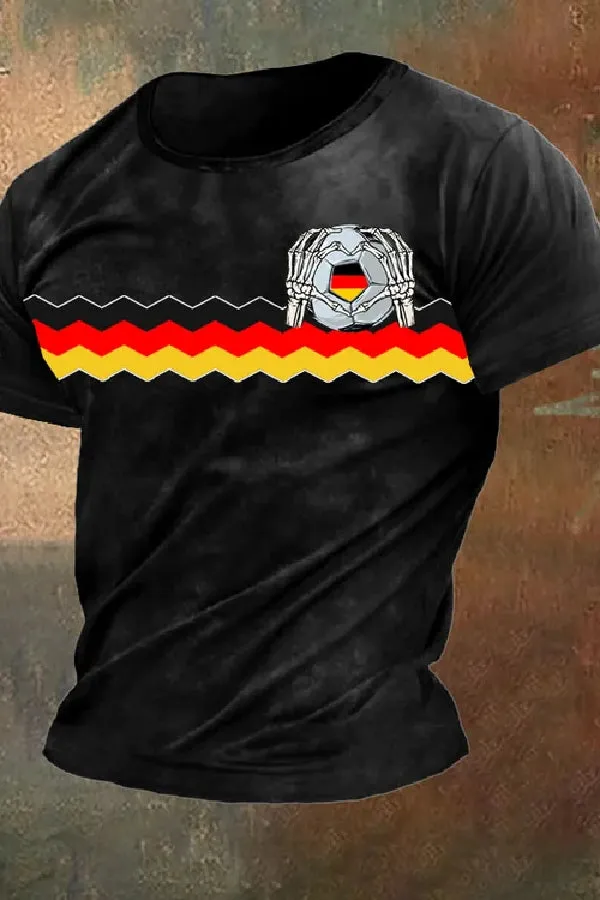 Men's Retro Germany Soccer Printed Round Neck T-Shirt