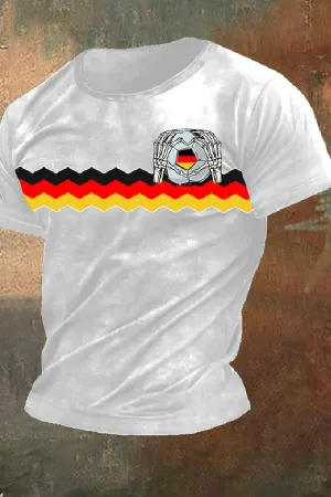 Men's Retro Germany Soccer Printed Round Neck T-Shirt