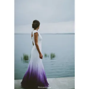 Mermaid Floor-length Lace Top Open-back Country style Wedding Dress, WD0385
