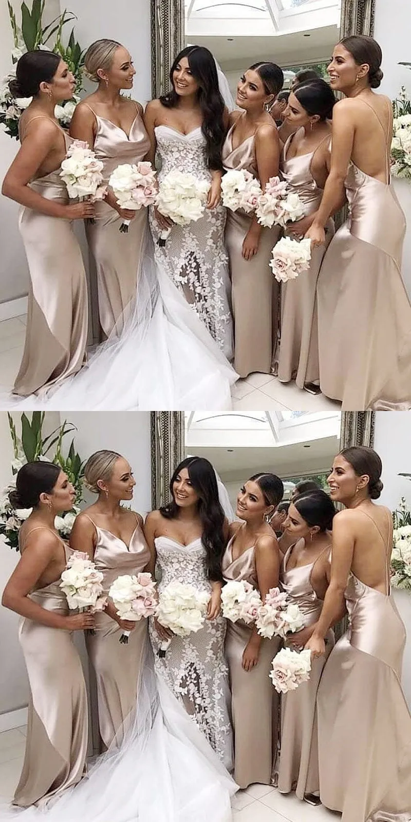 Mermaid Spaghetti Straps Backless Simple Cheap Long Bridesmaid Dresses, BD0601