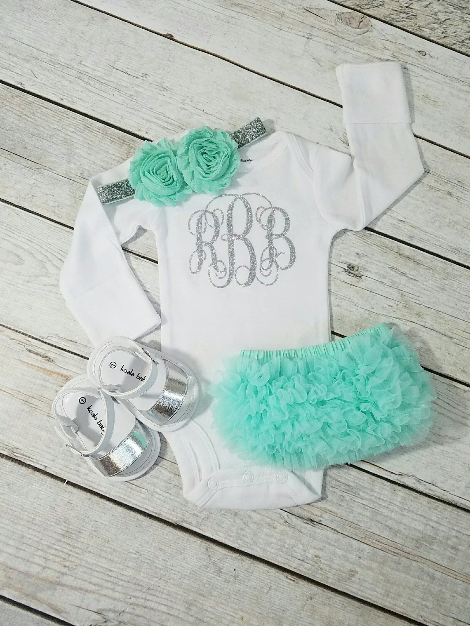 Mint And Silver Newborn Outfit Mint Coming Home Outfit Girl