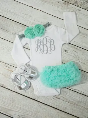 Mint And Silver Newborn Outfit Mint Coming Home Outfit Girl