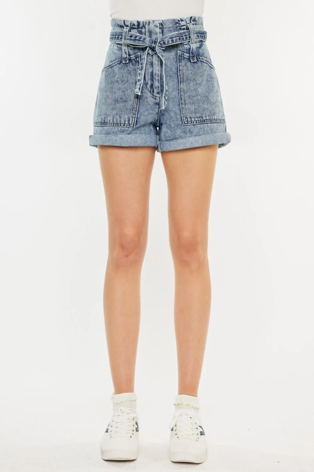 Morgan Kancan Ultra High Rise Paperbag Denim Shorts