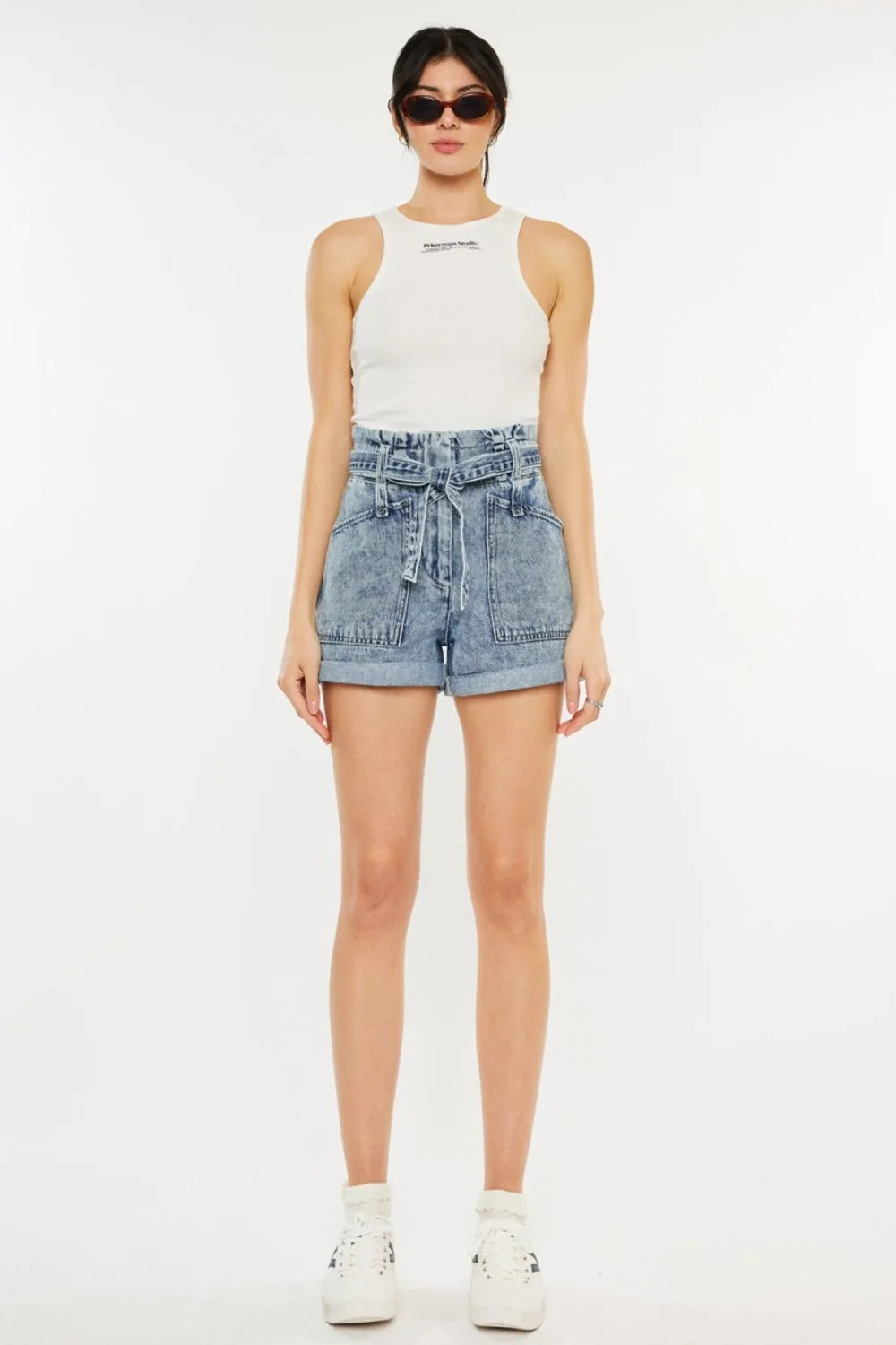 Morgan Kancan Ultra High Rise Paperbag Denim Shorts