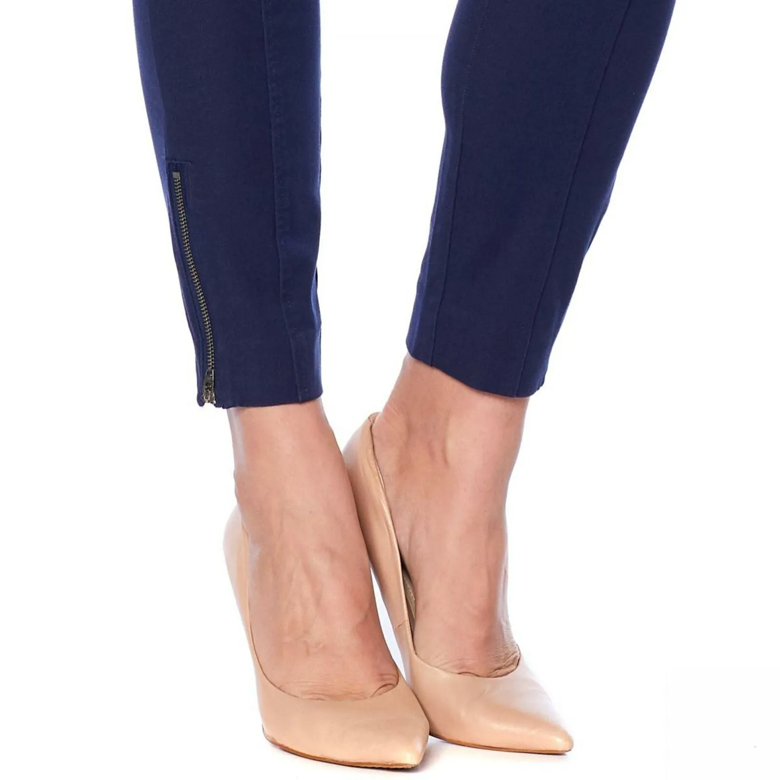 MOTTO Women's Timeless Twill Ankle Pants with Zipper Accents