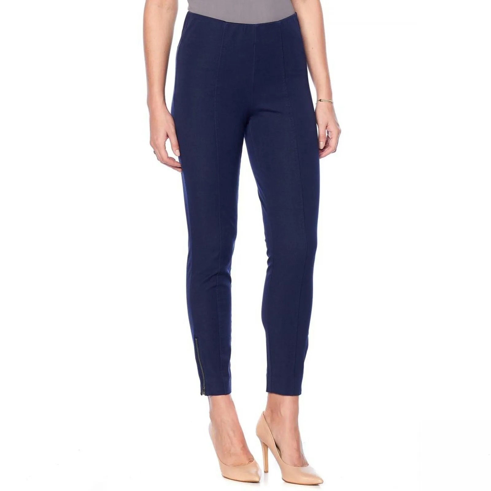 MOTTO Women's Timeless Twill Ankle Pants with Zipper Accents