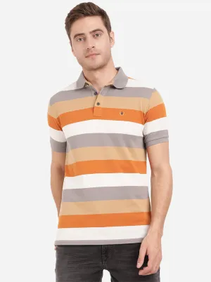 Multicolor Striped Slim Fit Polo T-Shirt | JadeBlue