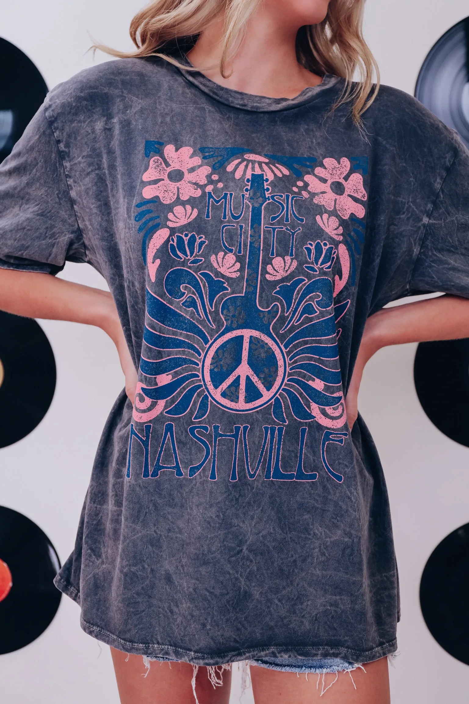 Music City Mineral Wash Graphic Tee - Black