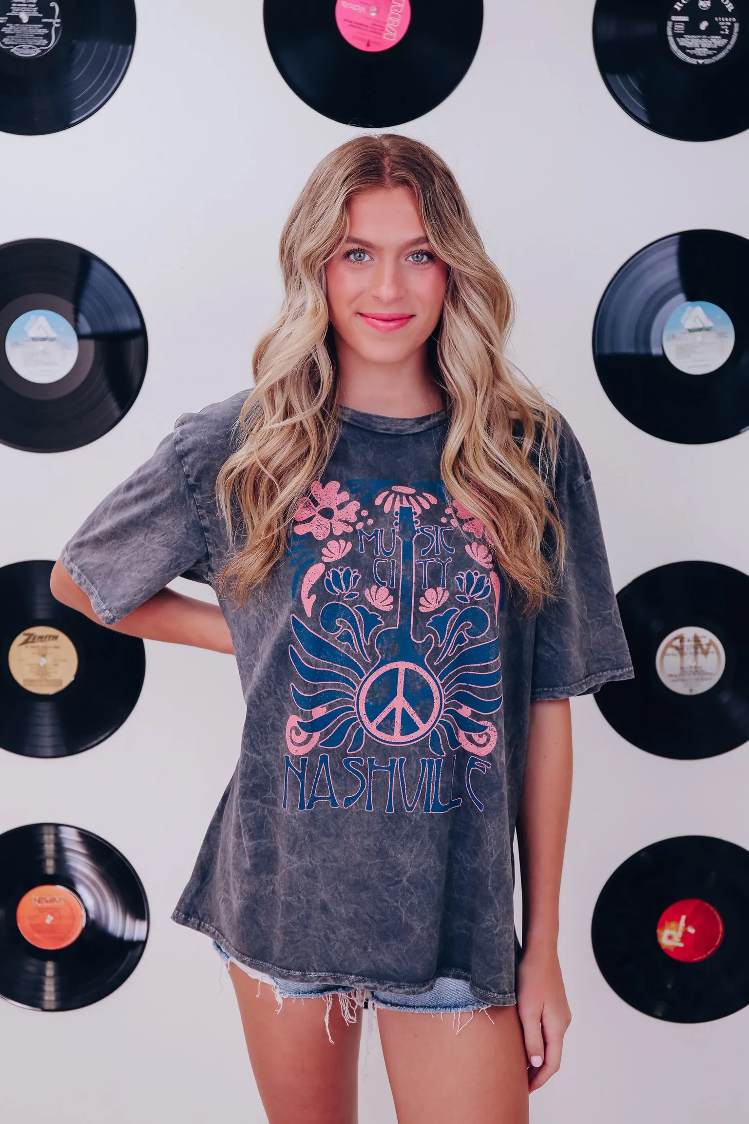 Music City Mineral Wash Graphic Tee - Black