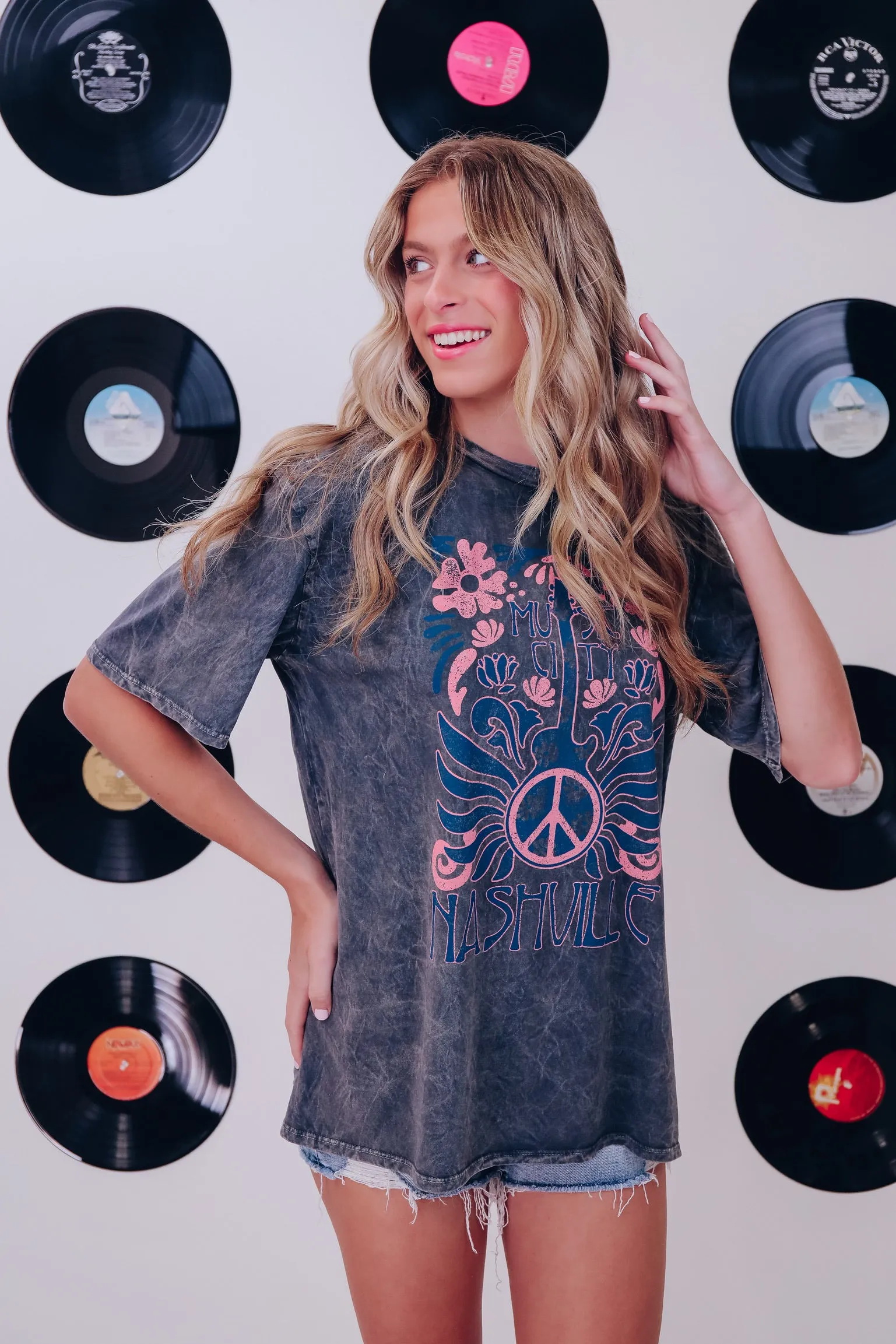 Music City Mineral Wash Graphic Tee - Black
