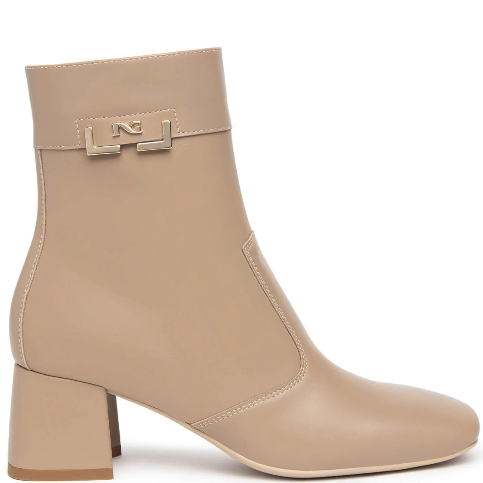 NeroGiardini Taupe Leather Small Block Heel Ankle Boots