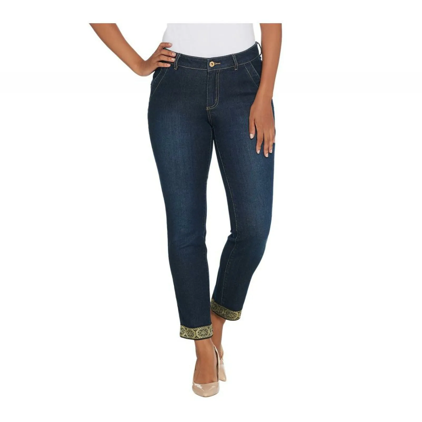 New Du Jour Womens Slim Leg Ankle Jeans With Metallic Trim. A345230 6