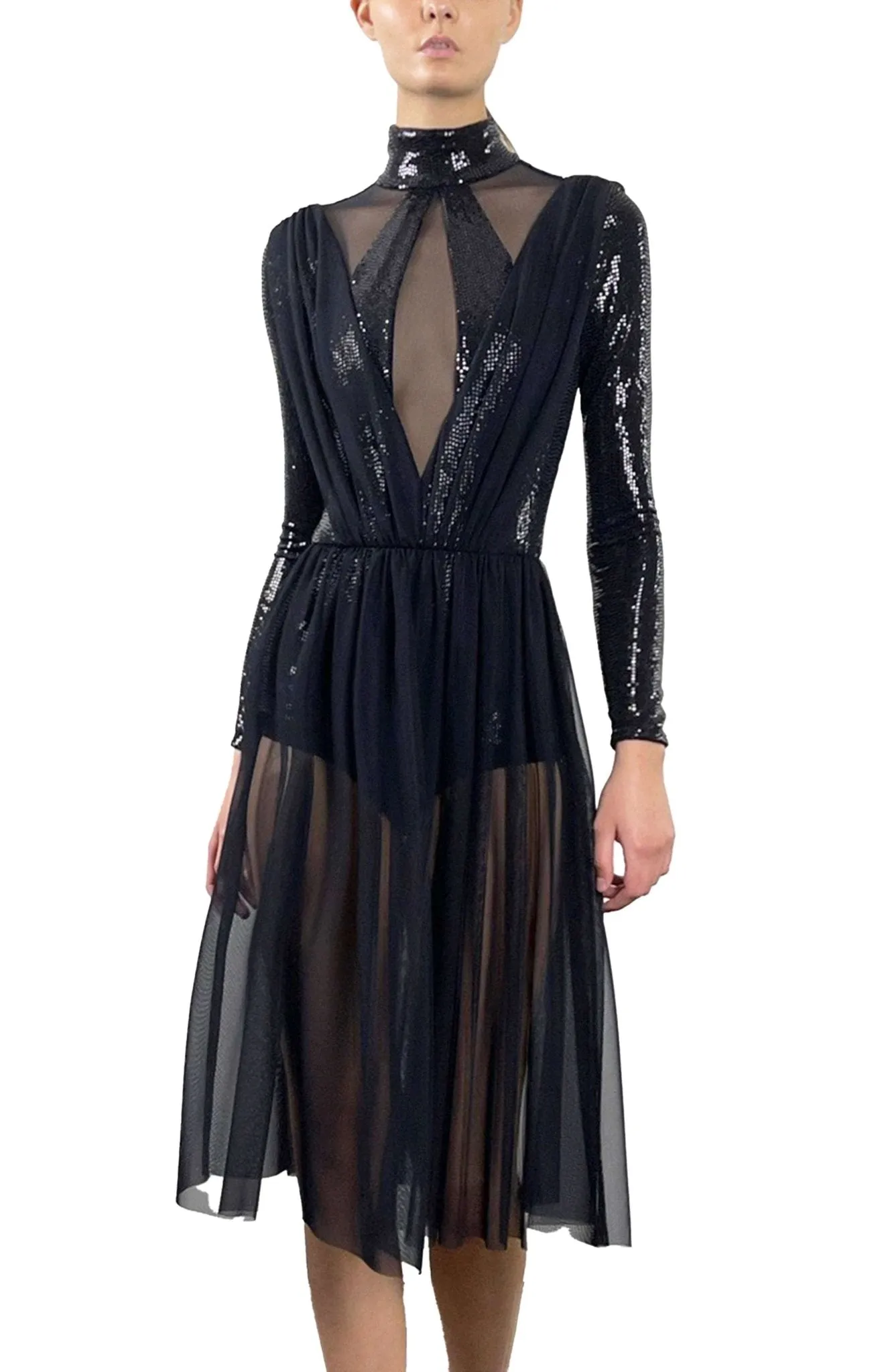 Nymphe Glam | Sheer Sophistication Cocktail Dress
