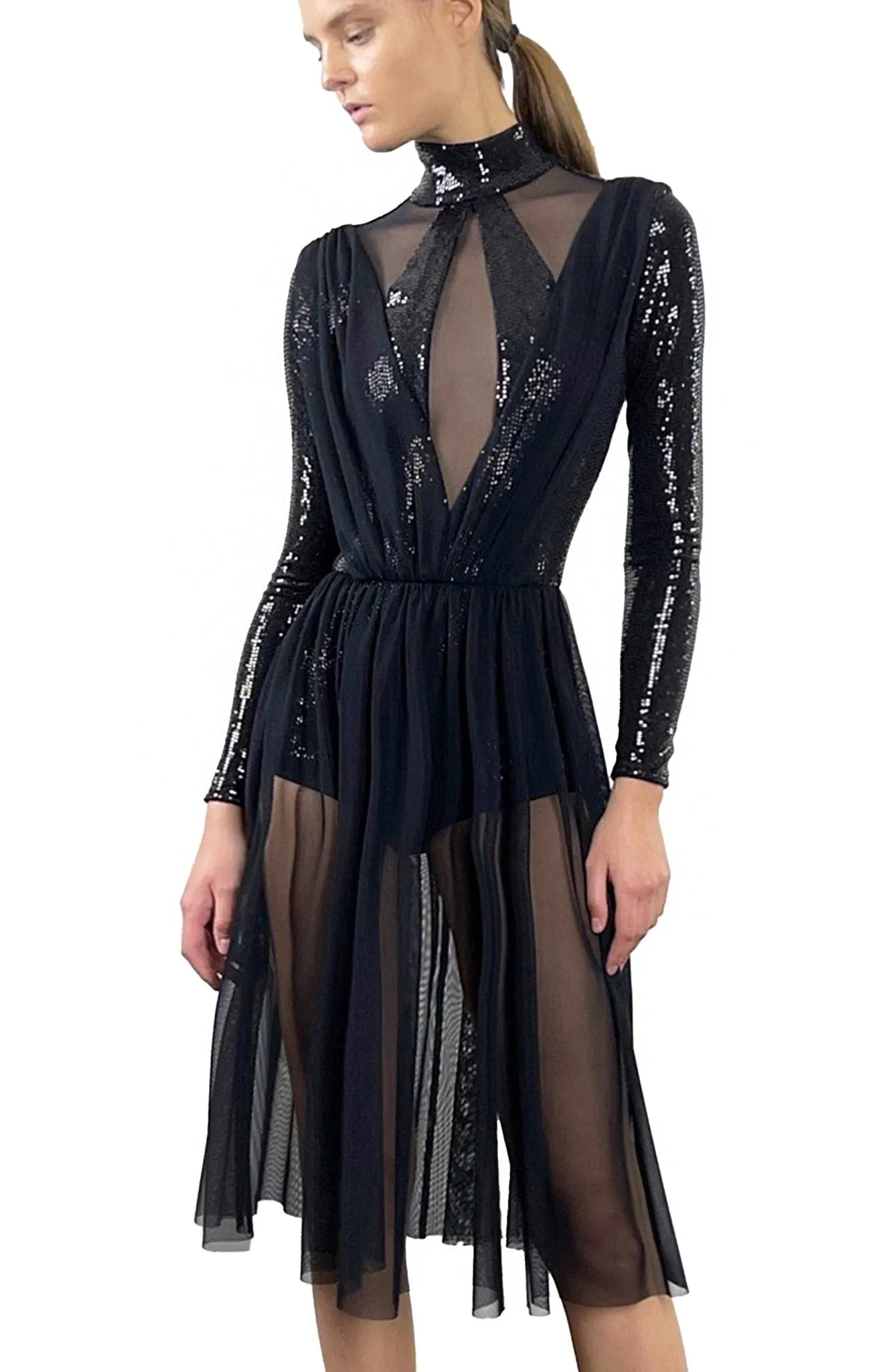 Nymphe Glam | Sheer Sophistication Cocktail Dress