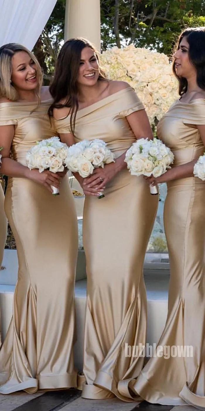 Off the Shoulder Mermaid Long Bridesmaid Dresses, WP026