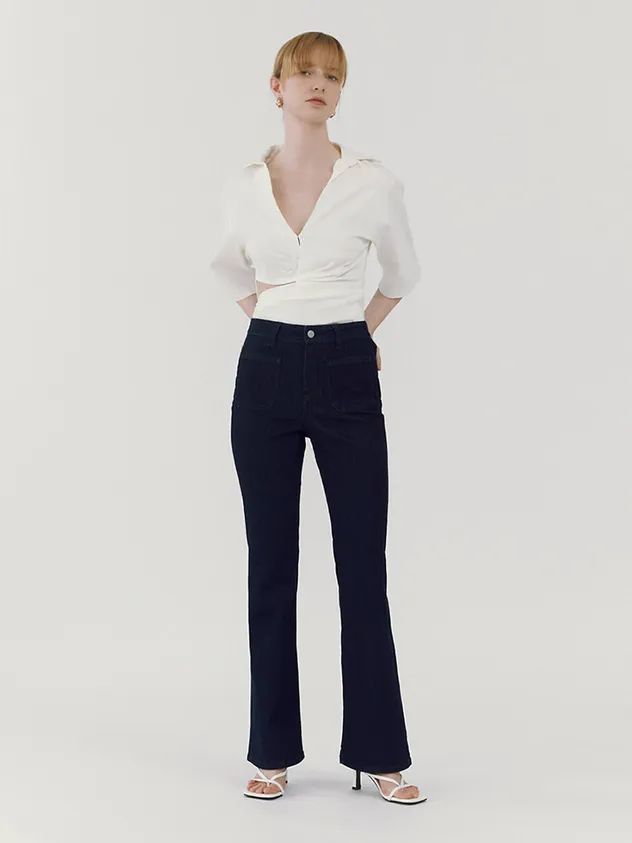 Office Boots Cut Jeans - Dark Blue