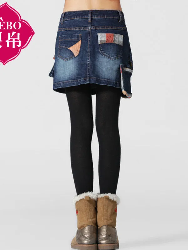 patch up denim skirt