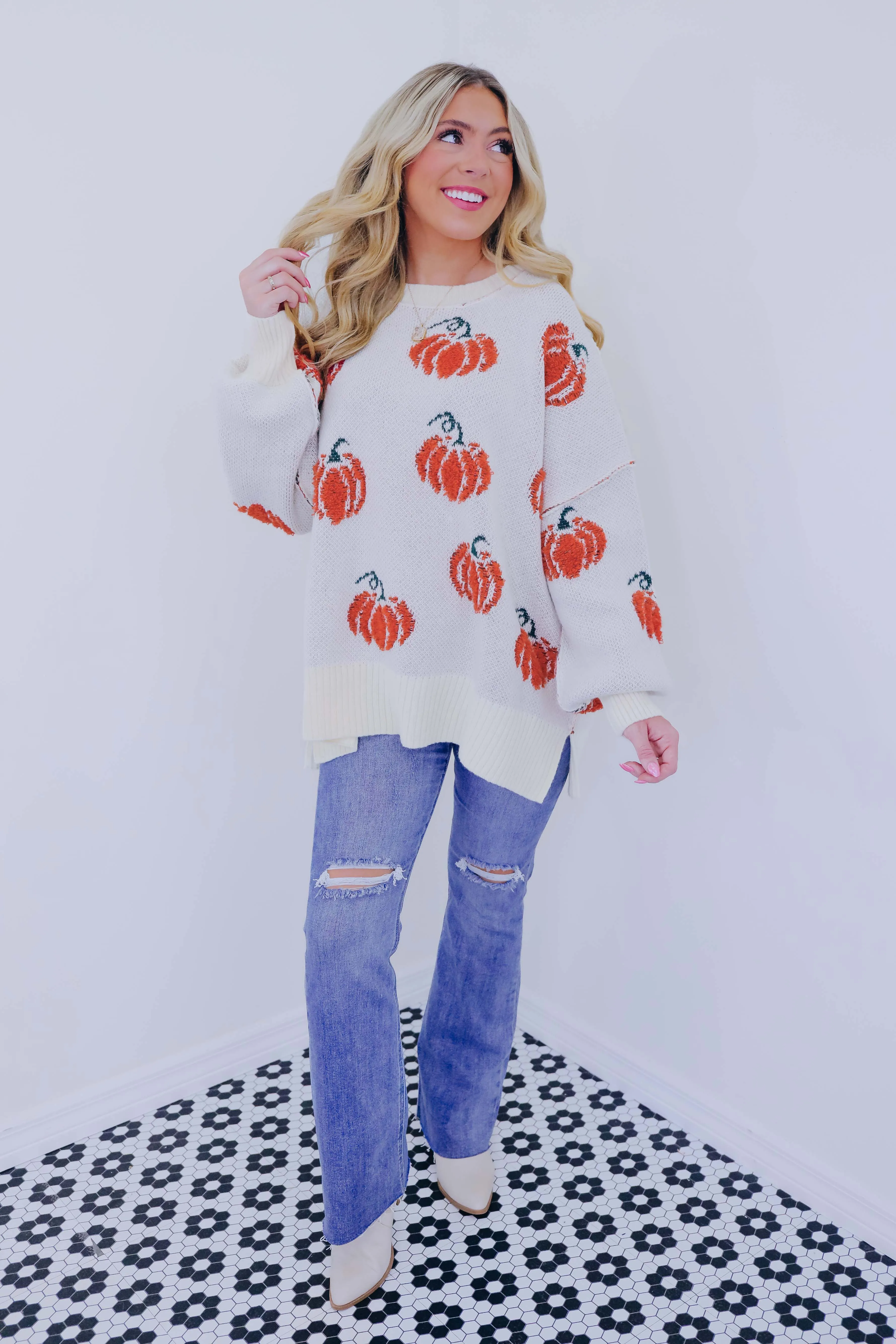 Perfect Pumpkin Oversized Knit Sweater