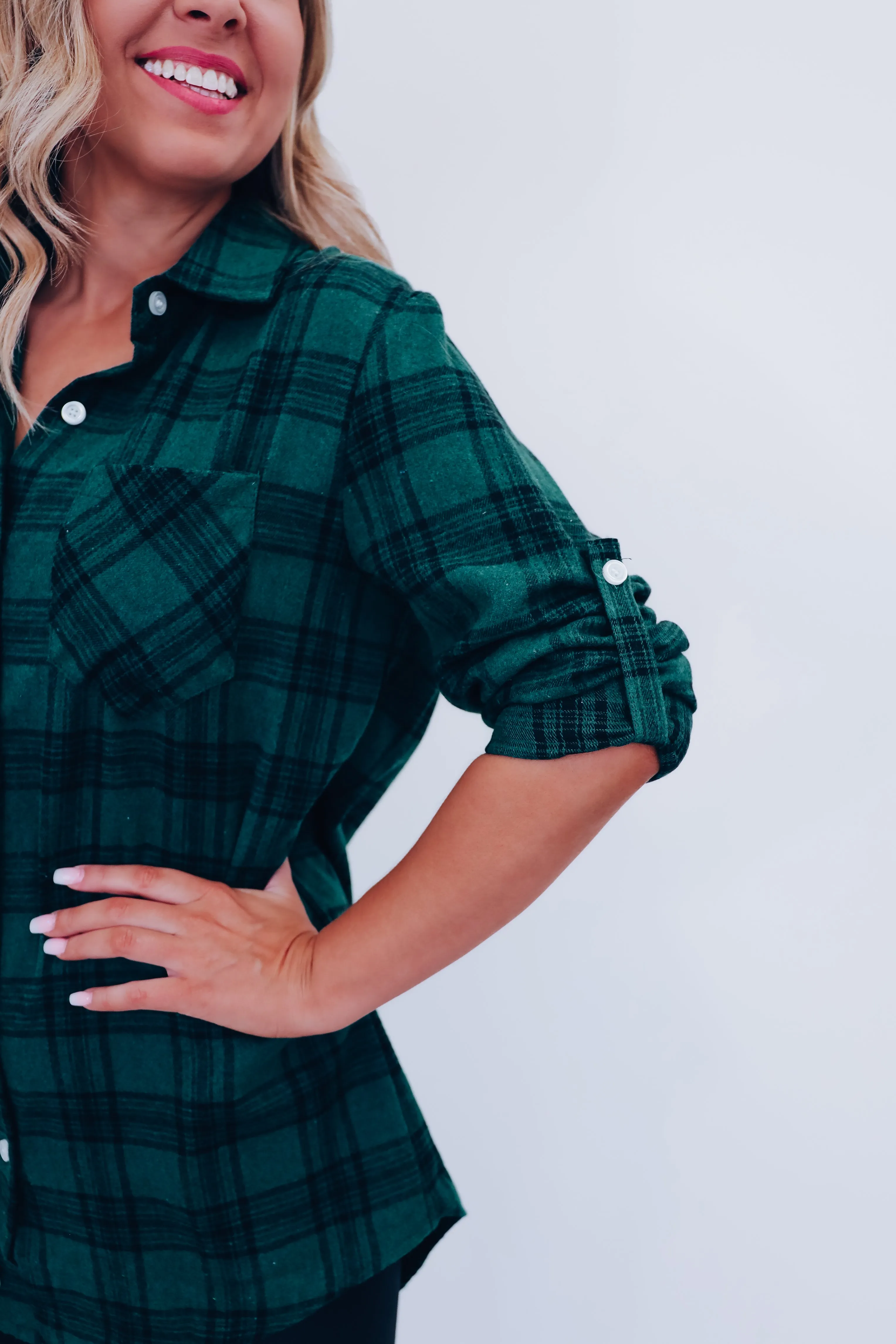 Pops Plaid Long Flannel Shirt - Green