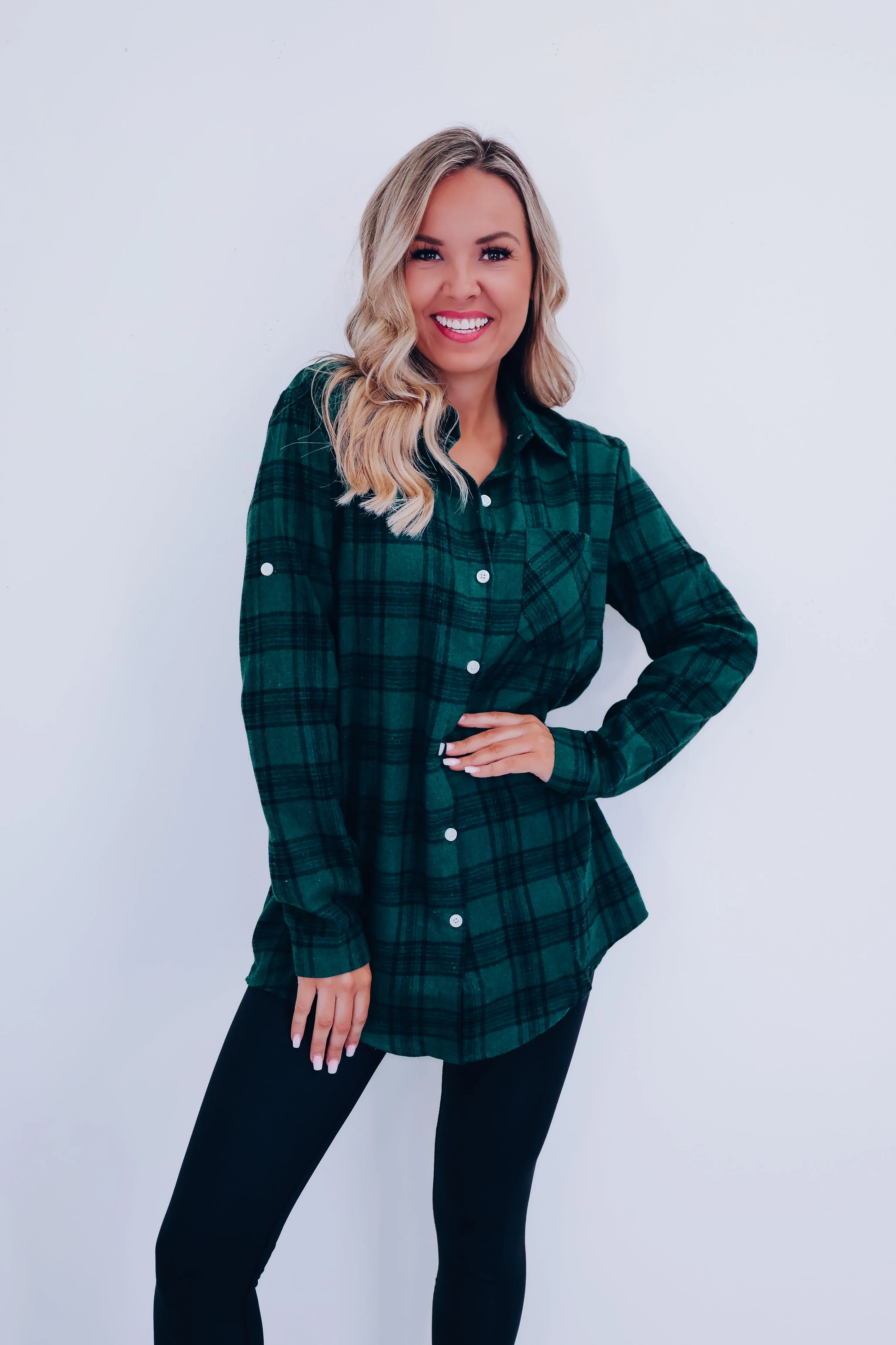 Pops Plaid Long Flannel Shirt - Green