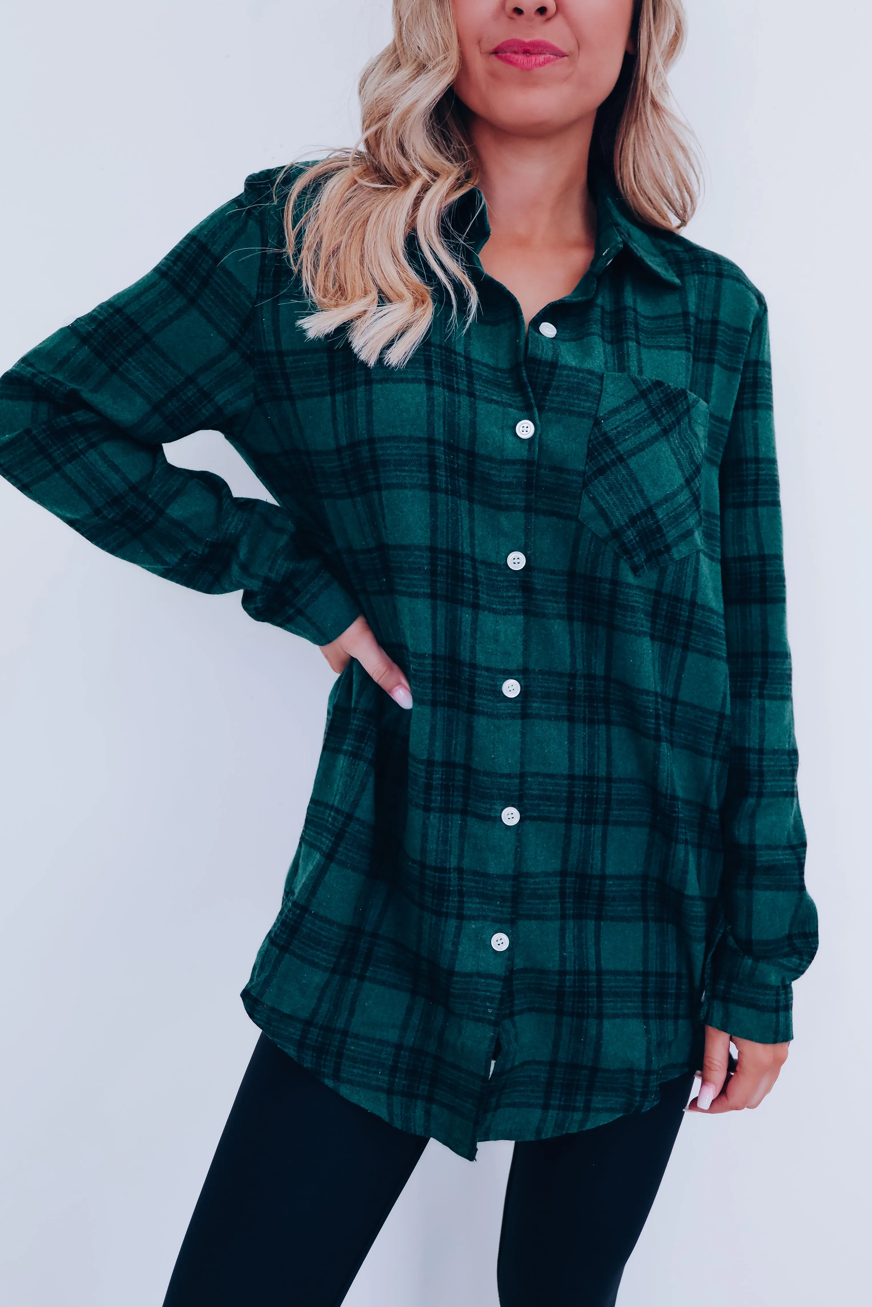Pops Plaid Long Flannel Shirt - Green