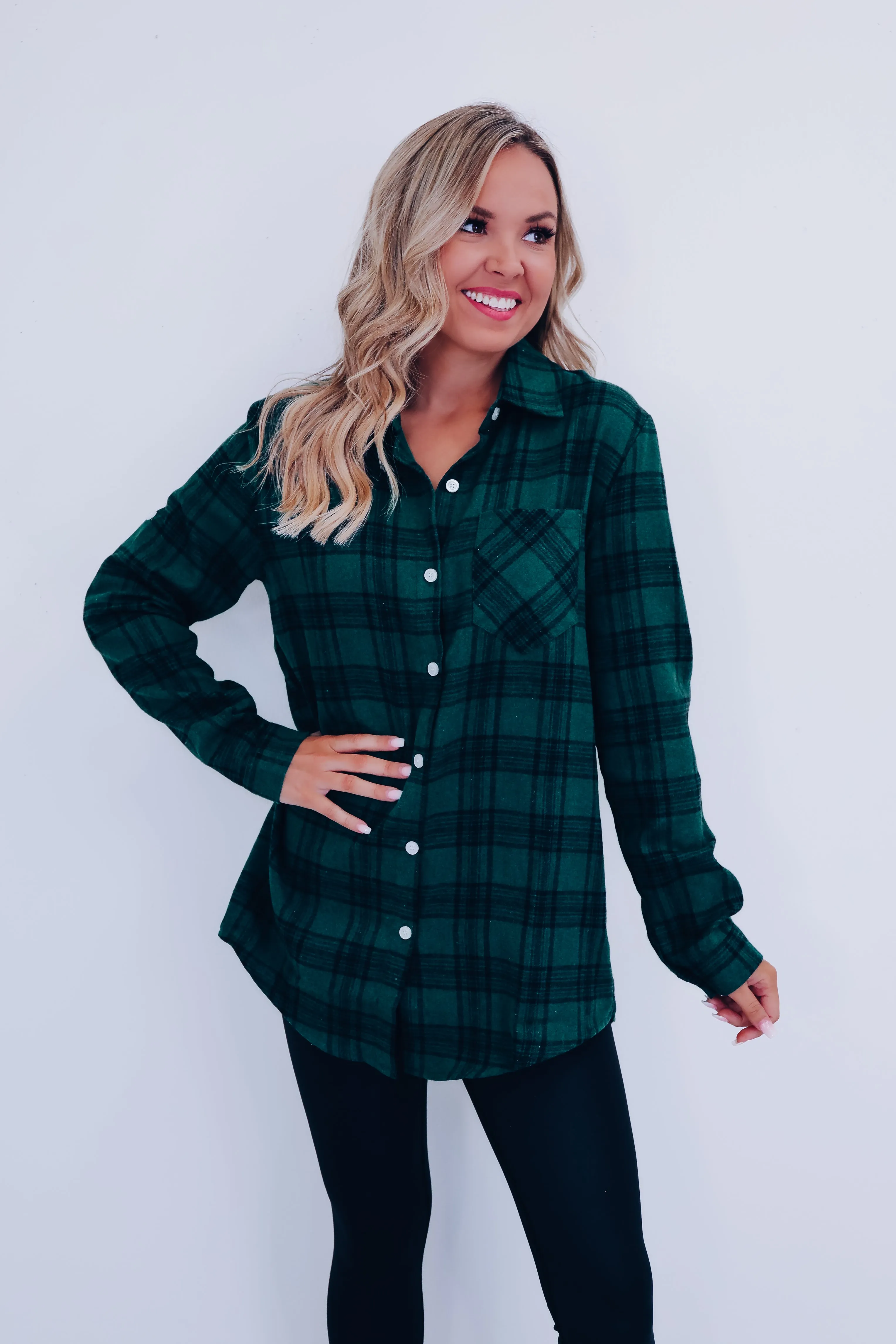 Pops Plaid Long Flannel Shirt - Green