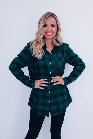 Pops Plaid Long Flannel Shirt - Green