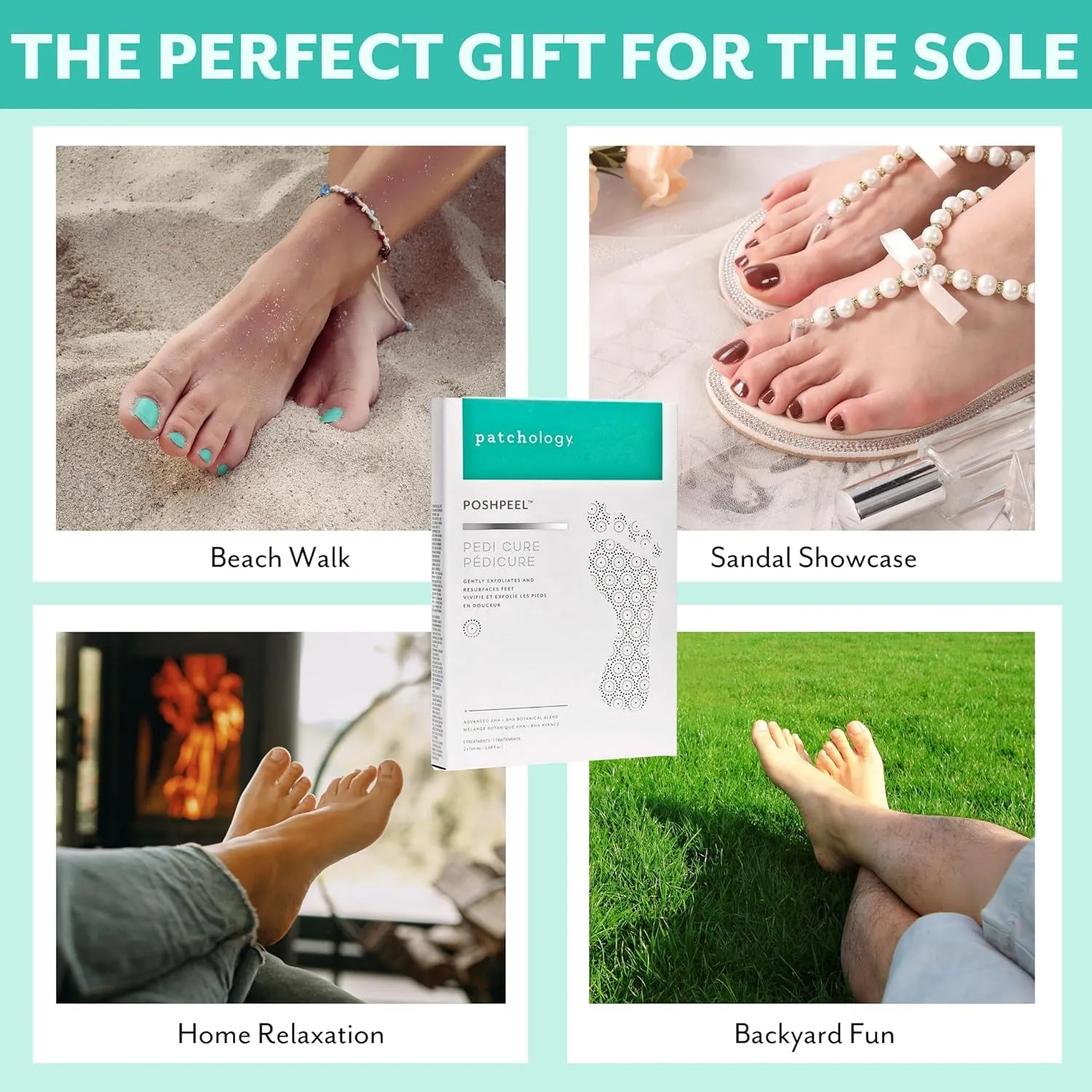 Poshpeel Pedi Cure - Foot Peel Mask Soak Treatment, Pedicure Foot Spa, Feet Peeling Mask, Pedicure Booties W/Deep Exfoliation for Baby-Soft Skin, Pedicure Supplies for Foot Care, 1 Pair