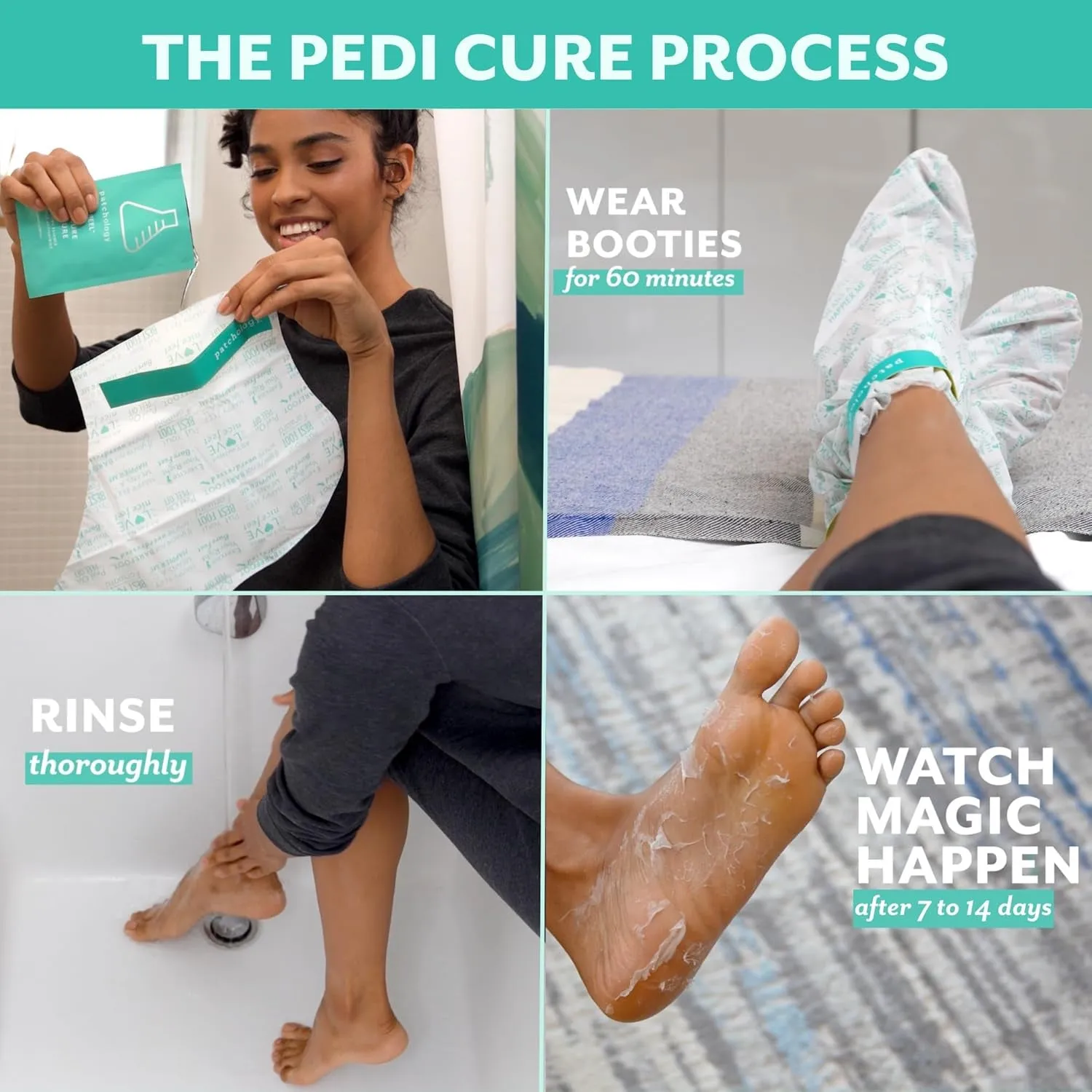 Poshpeel Pedi Cure - Foot Peel Mask Soak Treatment, Pedicure Foot Spa, Feet Peeling Mask, Pedicure Booties W/Deep Exfoliation for Baby-Soft Skin, Pedicure Supplies for Foot Care, 1 Pair