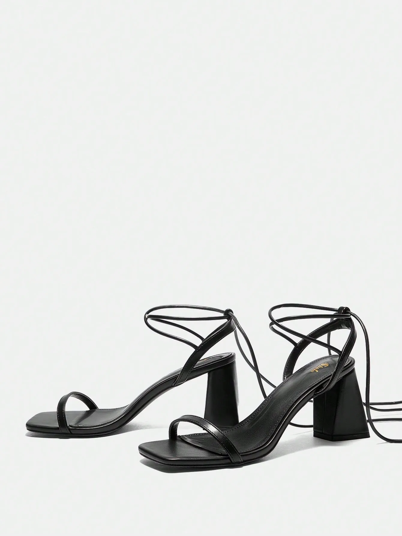 Pu Square Toe Chunky Heel Strap Sandals- FD ⚡