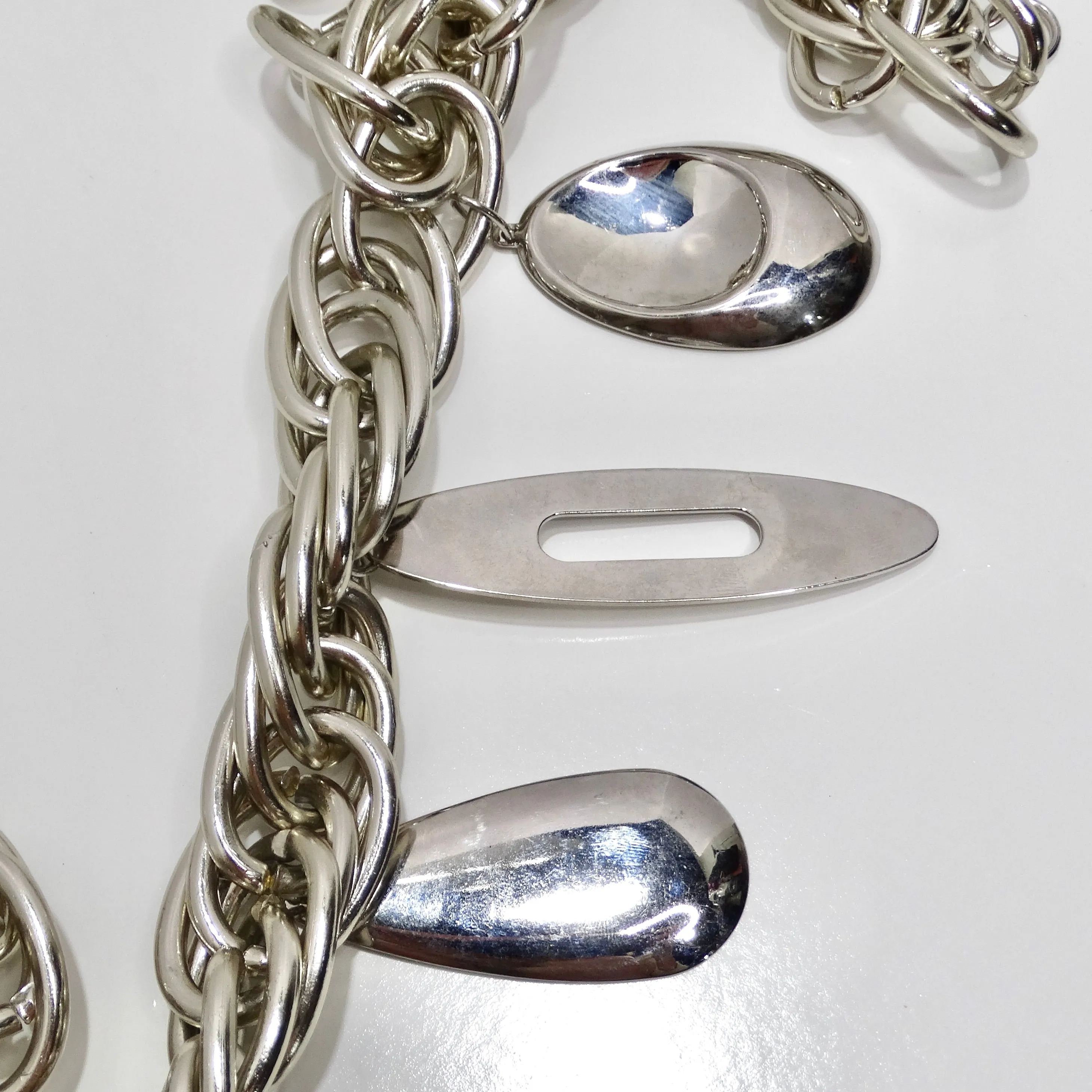 Pucci 1980s Silver Tone Charm Chain Belt