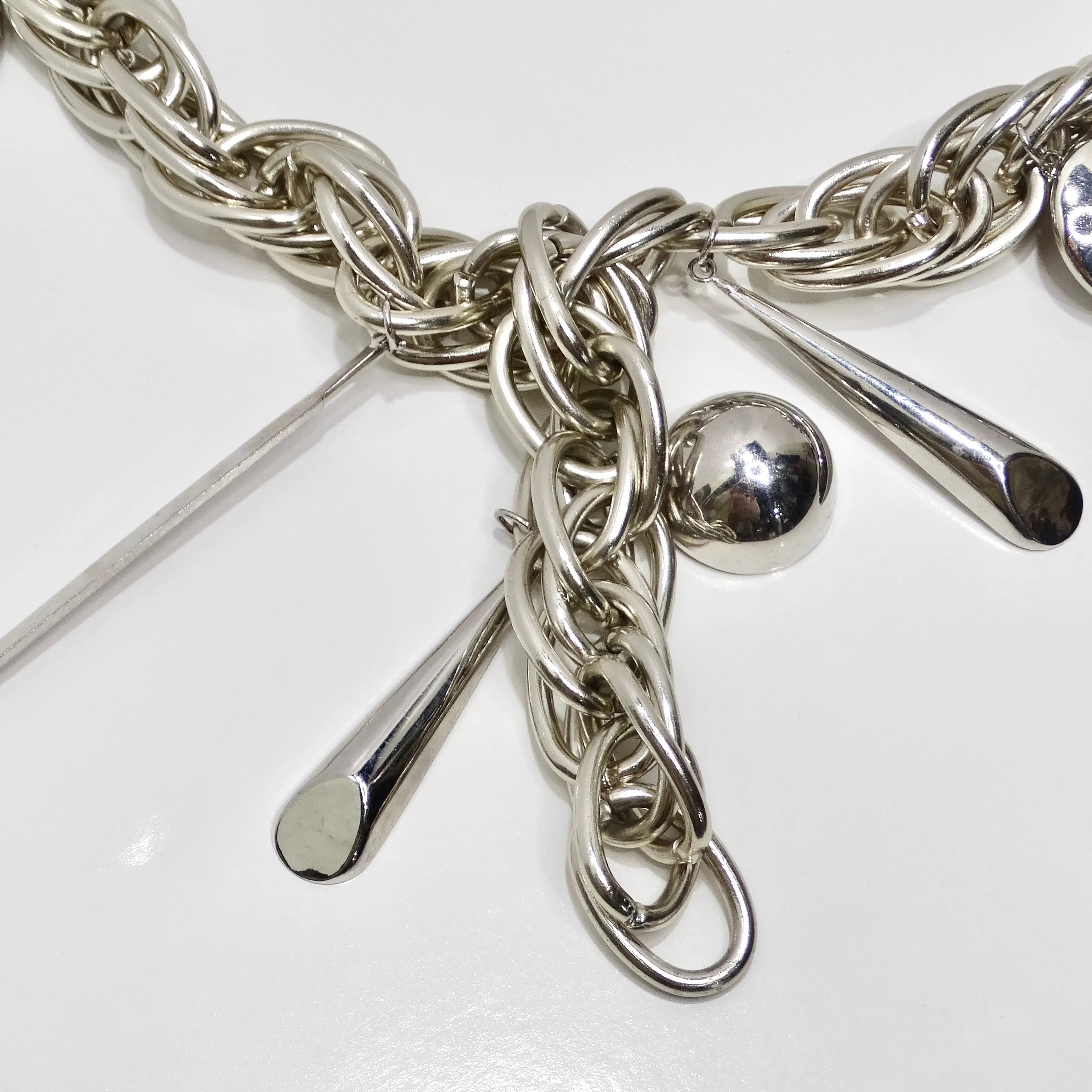 Pucci 1980s Silver Tone Charm Chain Belt