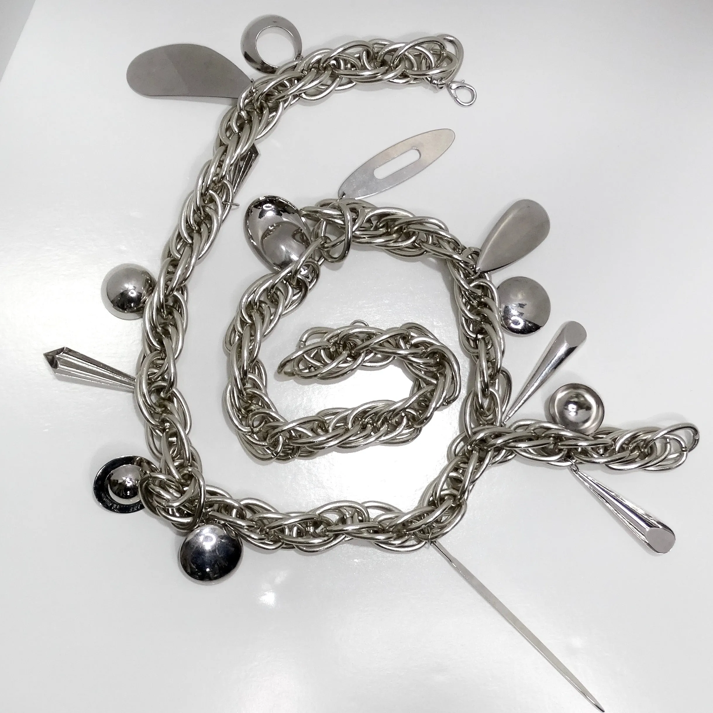 Pucci 1980s Silver Tone Charm Chain Belt