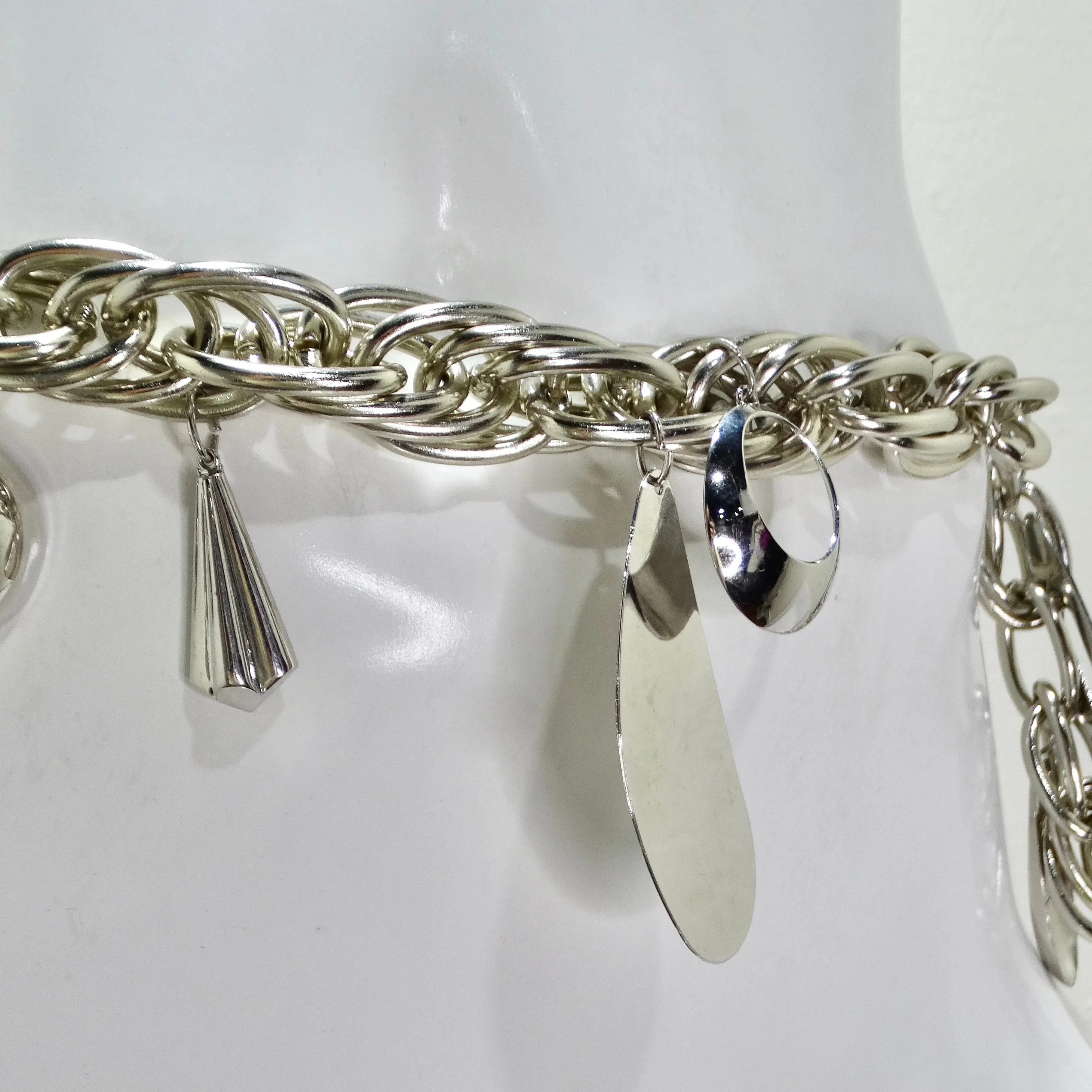 Pucci 1980s Silver Tone Charm Chain Belt
