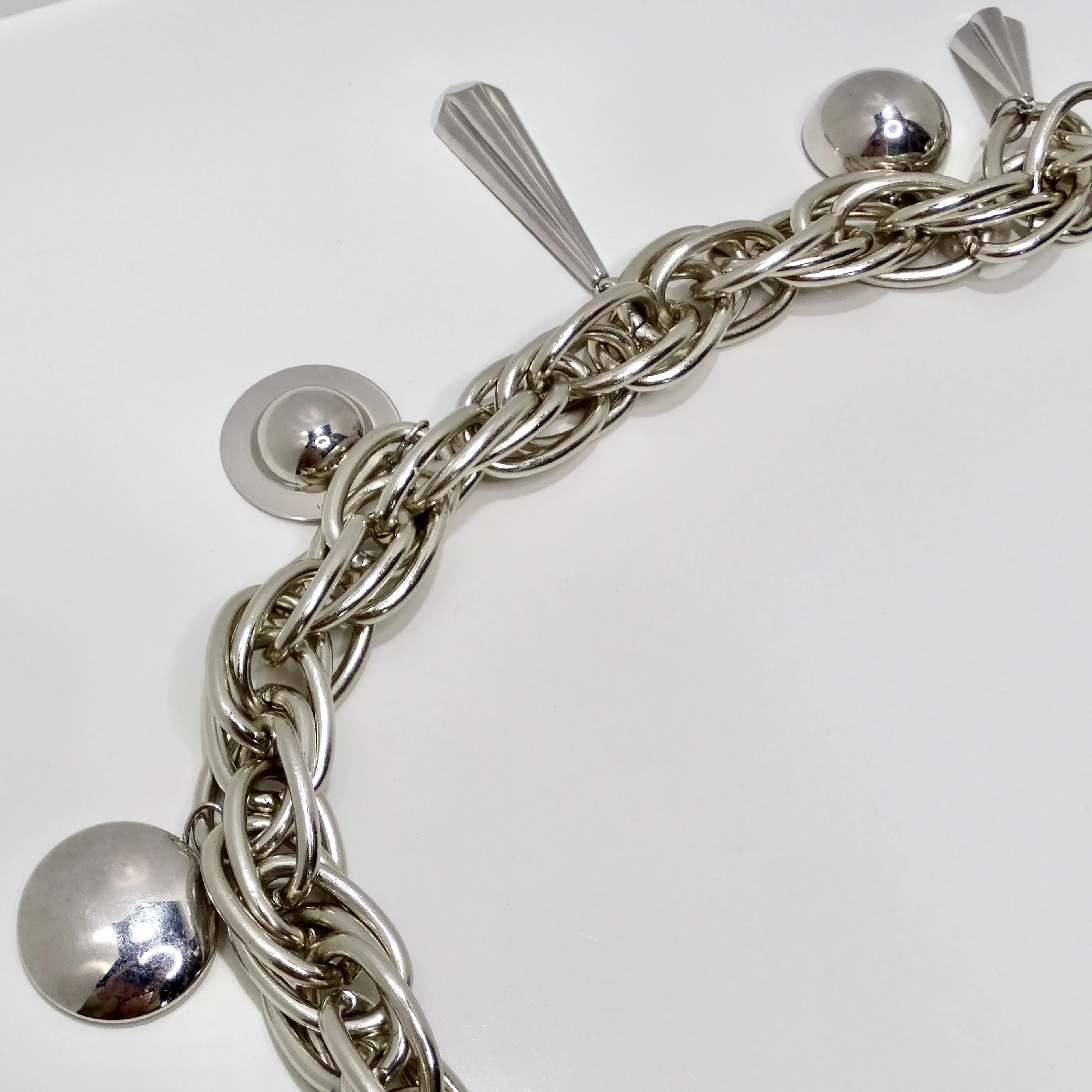 Pucci 1980s Silver Tone Charm Chain Belt
