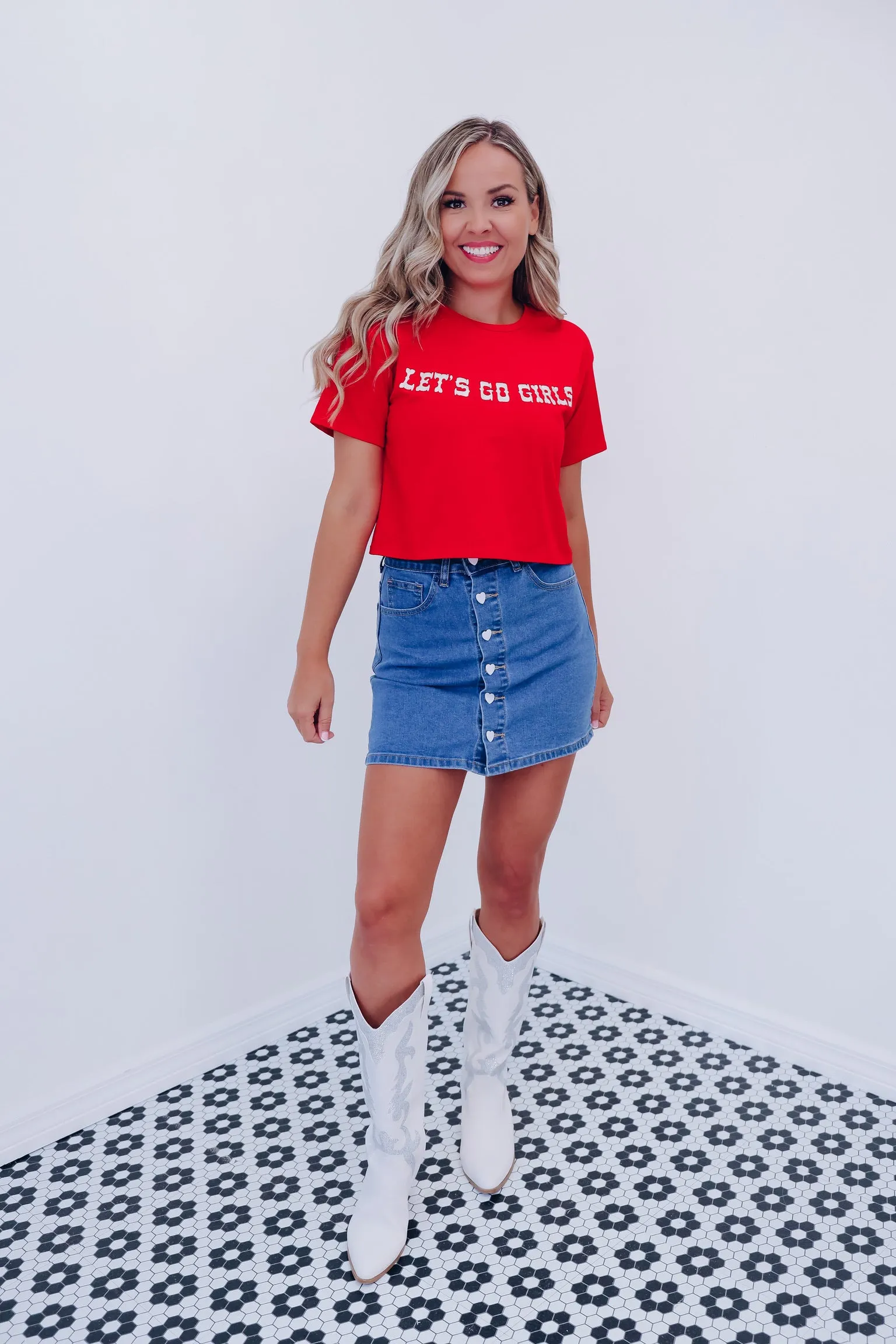 "Let's Go Girls" Embroidered Top