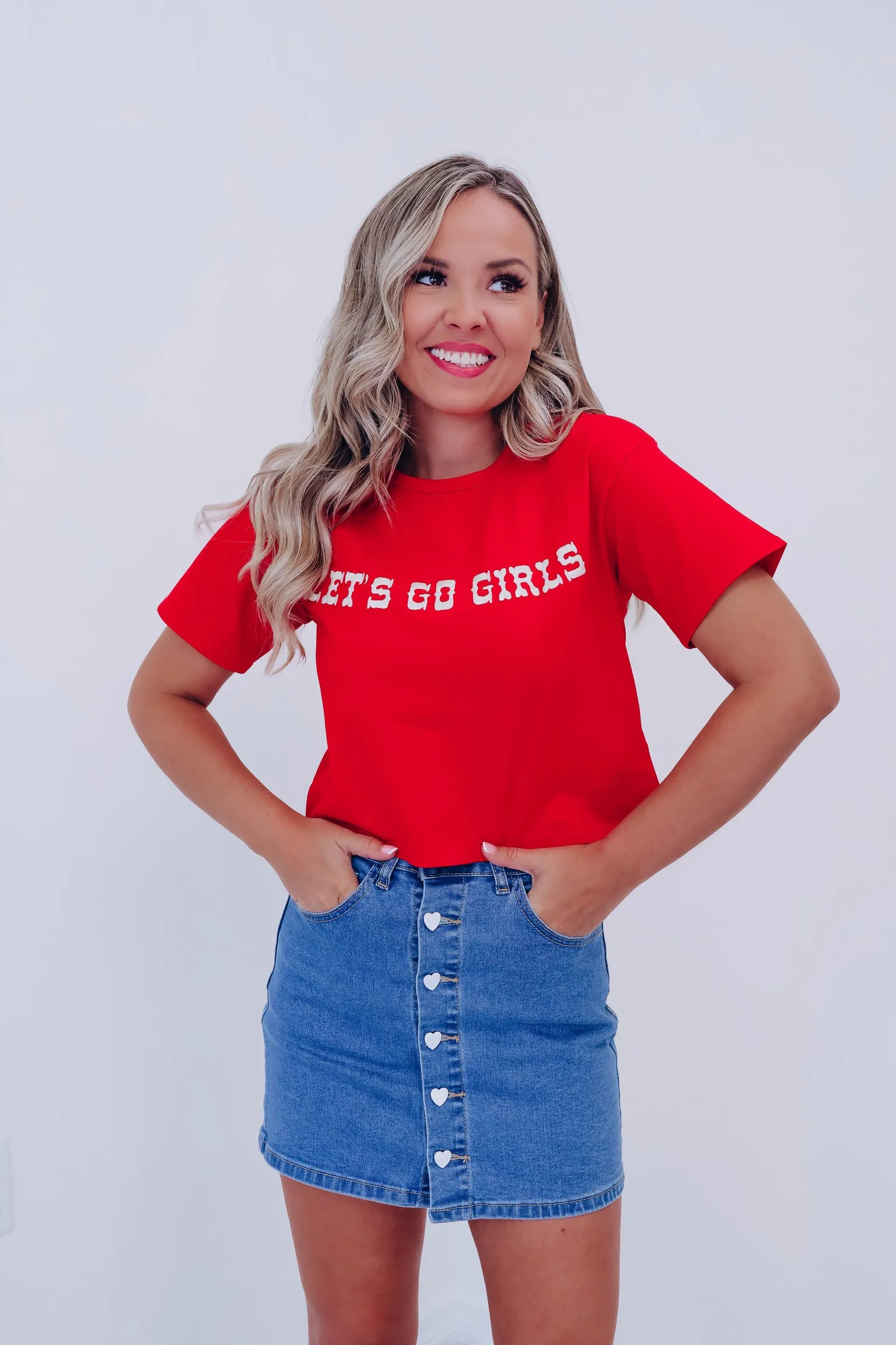 "Let's Go Girls" Embroidered Top