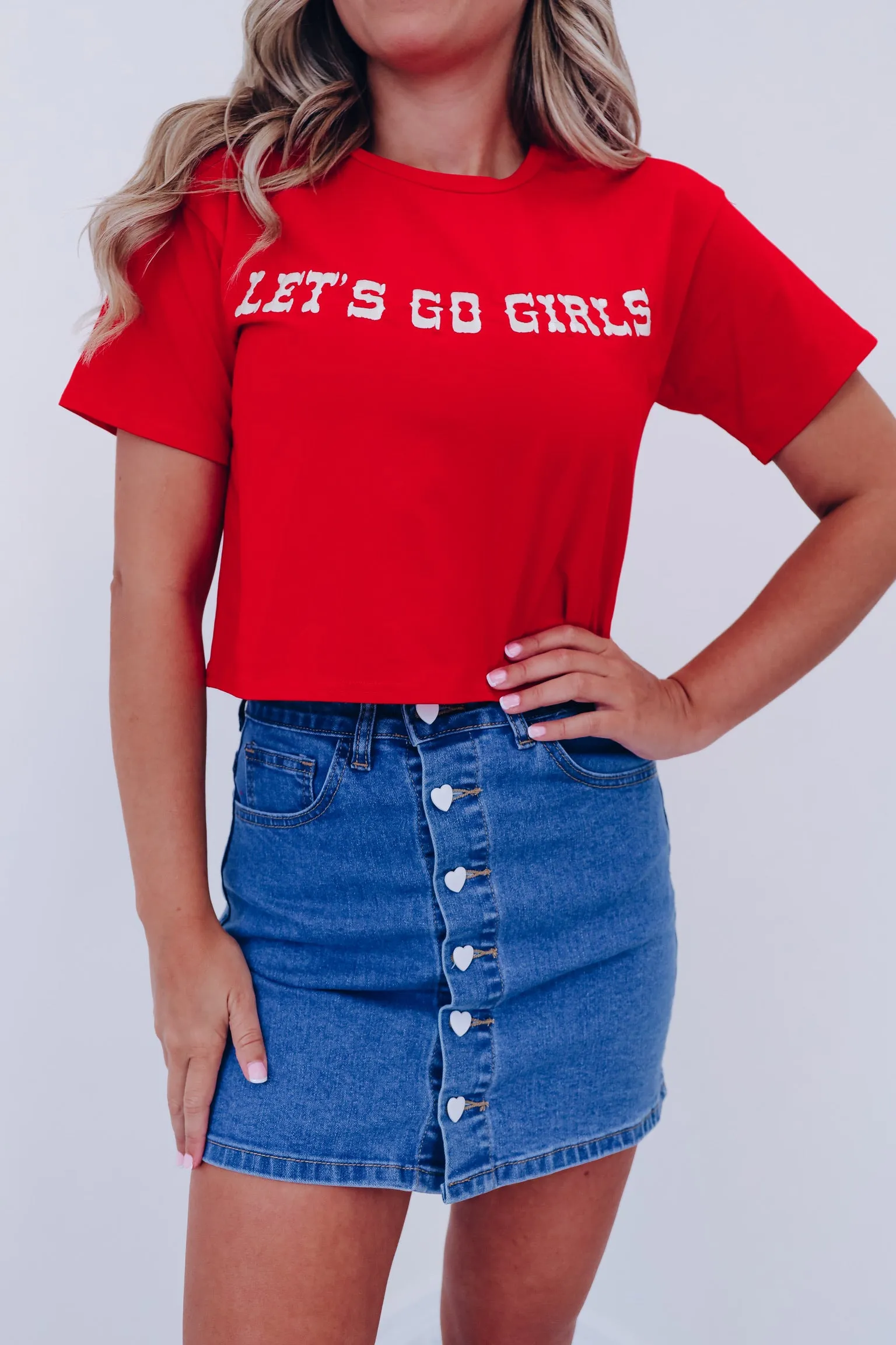 "Let's Go Girls" Embroidered Top