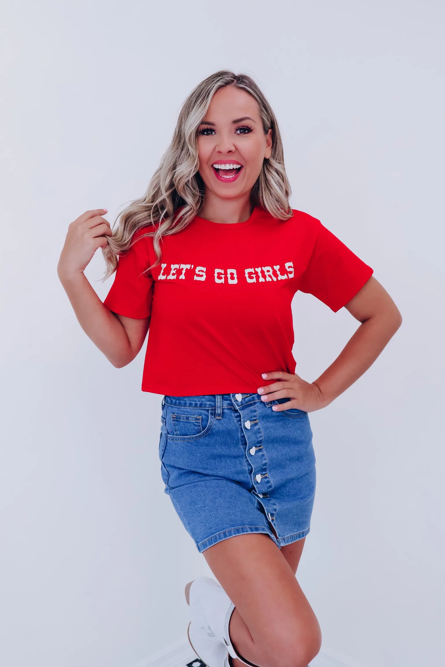 "Let's Go Girls" Embroidered Top