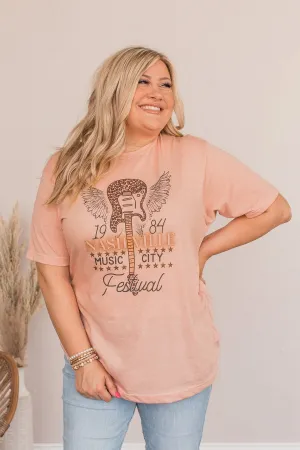 "Nashville Festival" Graphic Tee- Peach