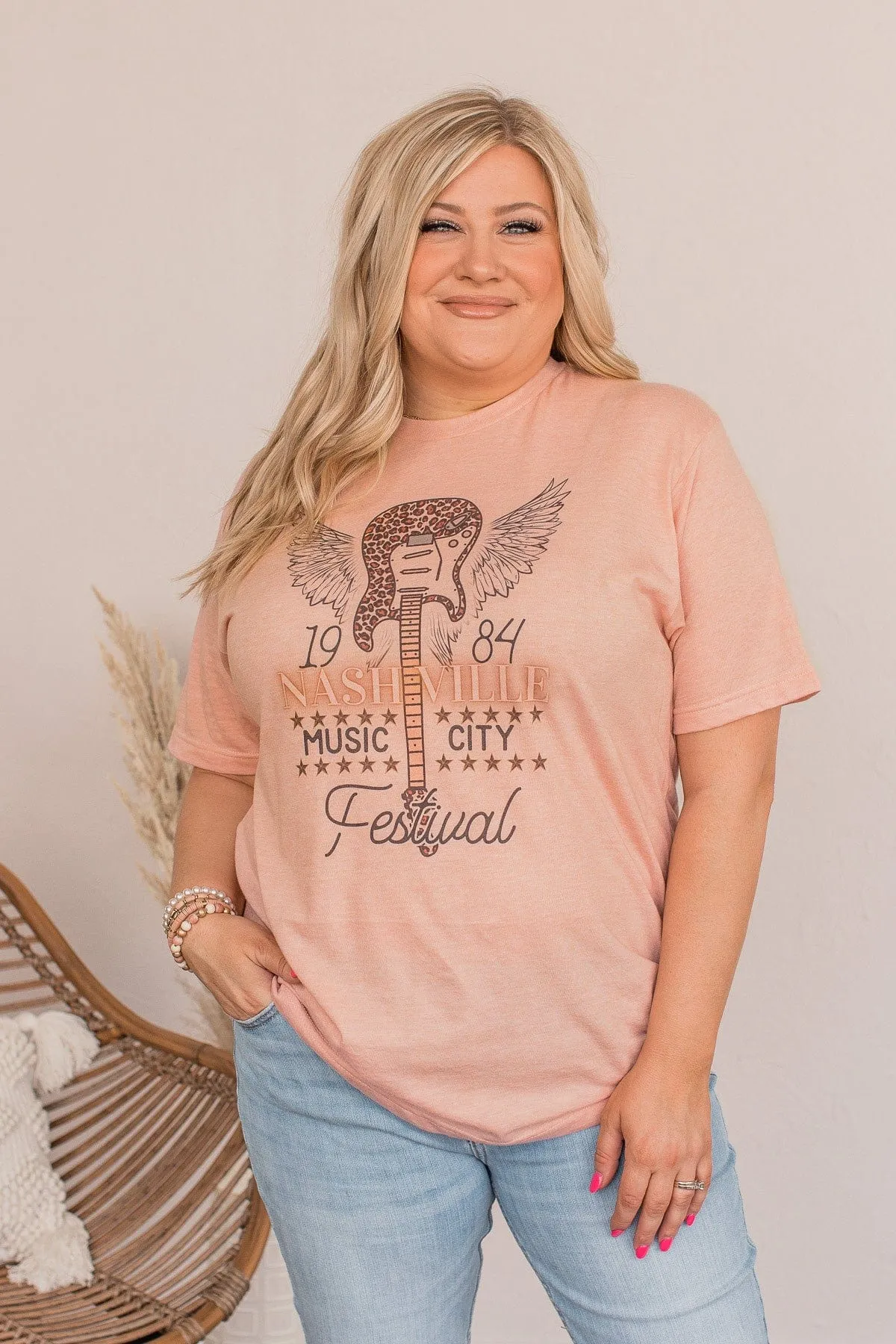 "Nashville Festival" Graphic Tee- Peach