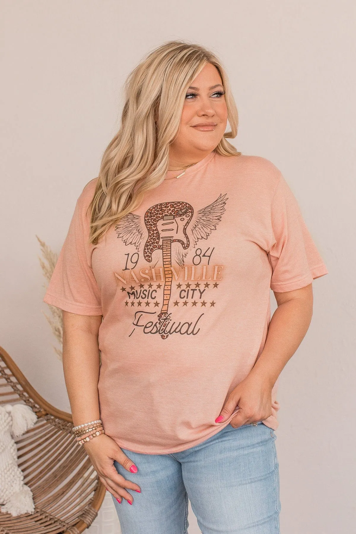 "Nashville Festival" Graphic Tee- Peach